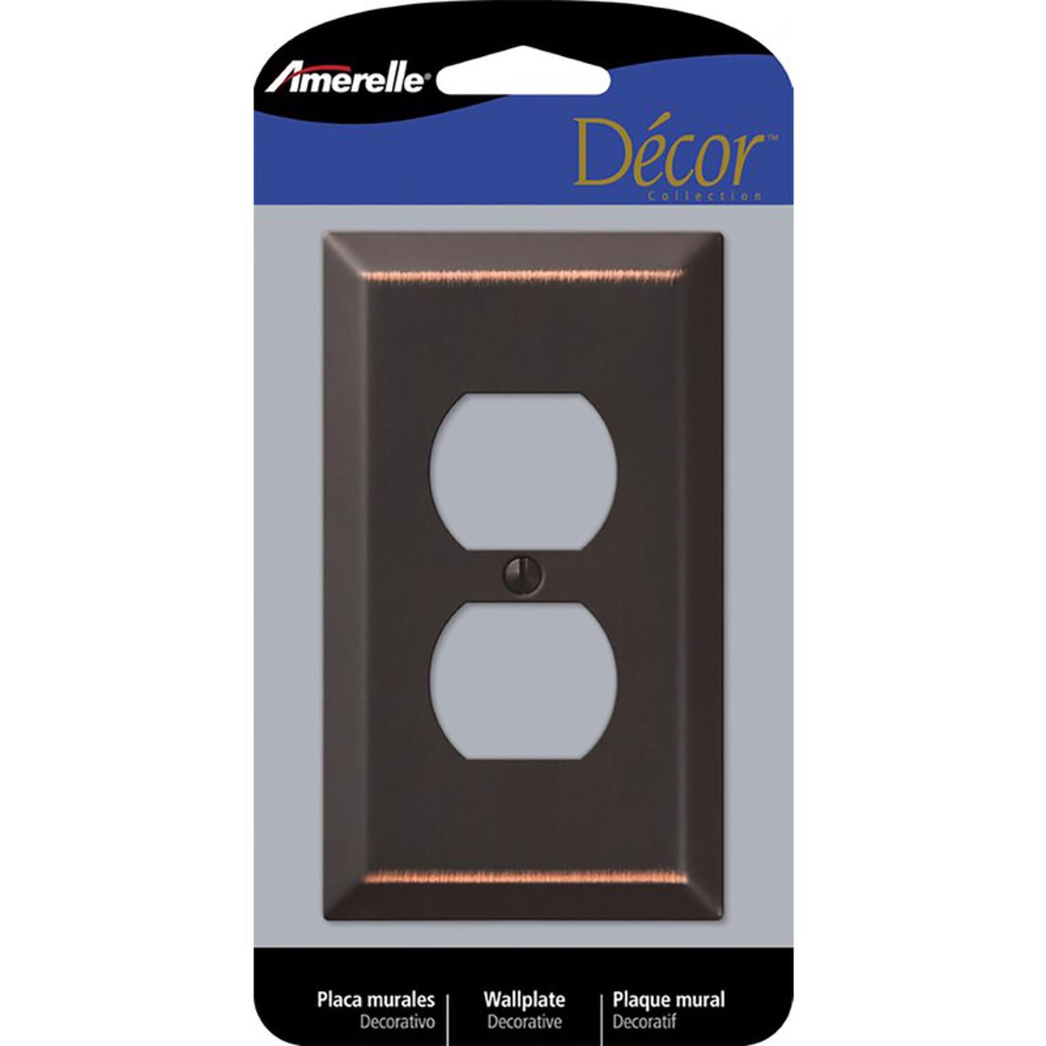 Amerelle Century Aged Bronze 1 gang Stamped Steel Duplex Wall Plate 1 Pack