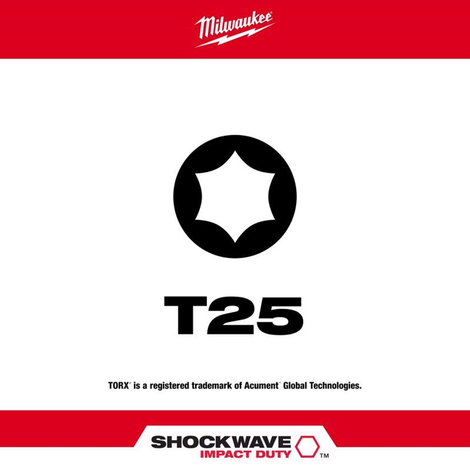 Milwaukee Shockwave Torx T25 X 1 in. L Impact Insert Bit Alloy Steel 2 pc