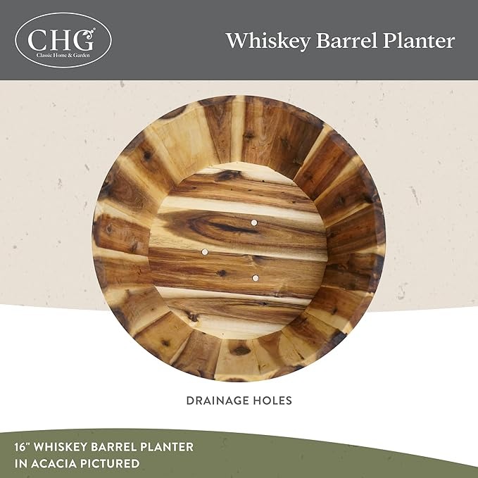 Classic Home & Garden Planter, Acacia Metal Oak Wood, 1 Pack