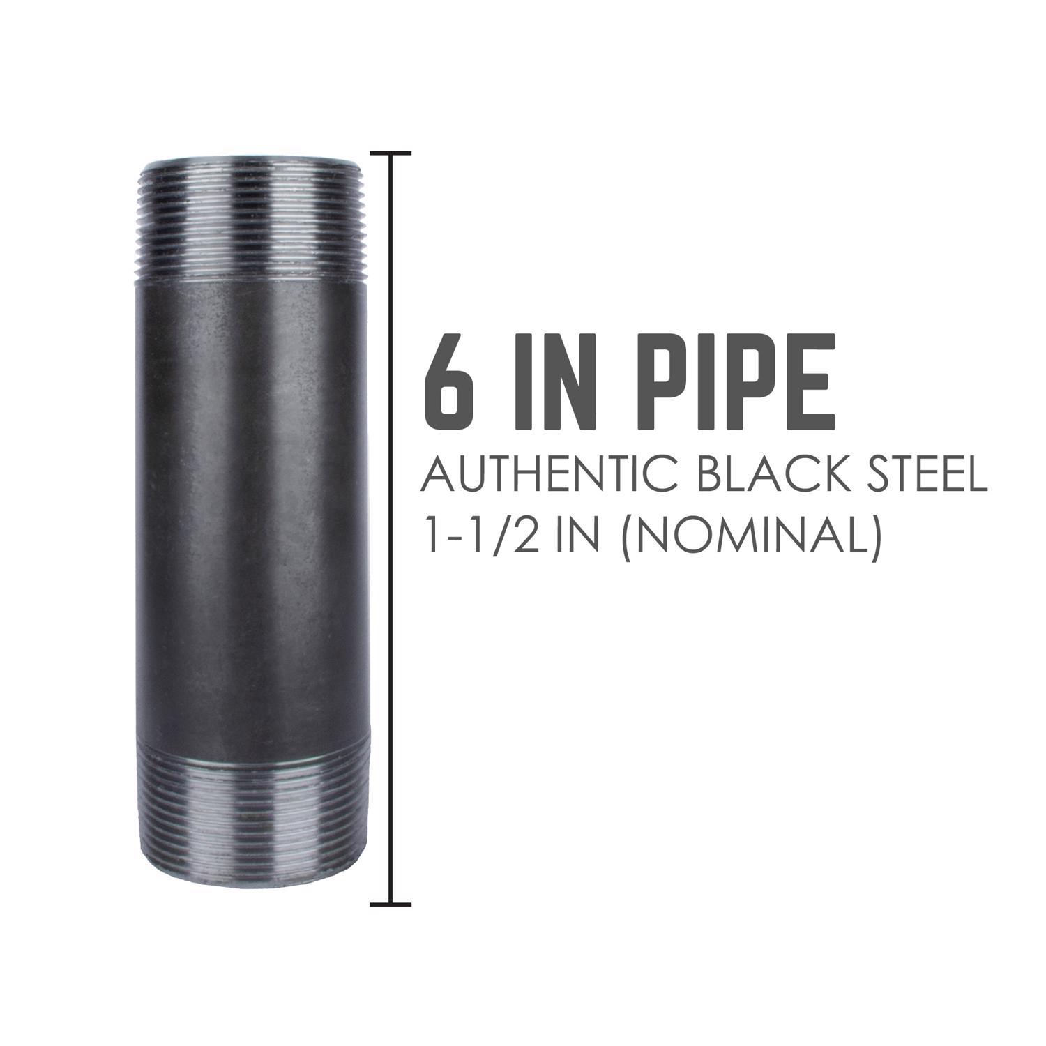 STZ Industries 1-1/2 in. MIP each X 1-1/2 in. D MIP Black Steel 6 in. L Nipple