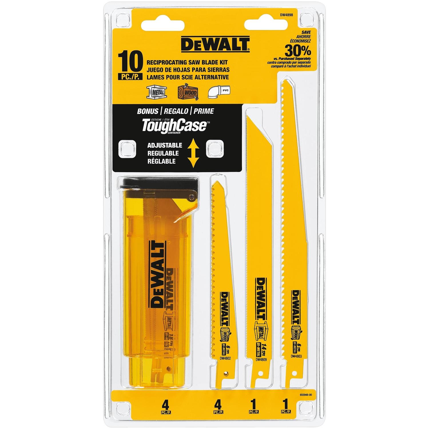 DeWalt Bi-Metal Reciprocating Saw Blade Set Multi TPI 10 pk