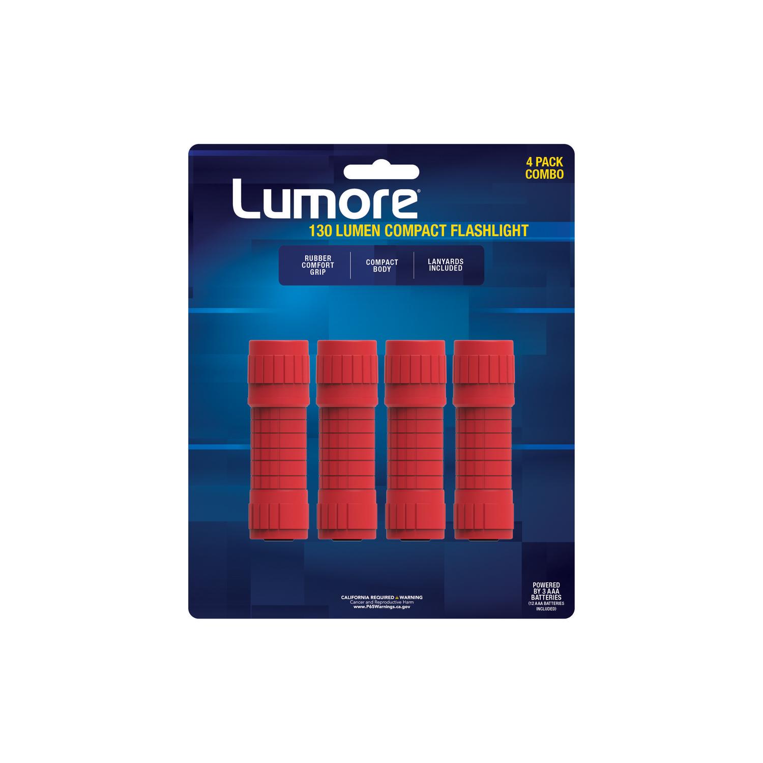 Lumore 130 lm Red LED COB Flashlight AAA Battery