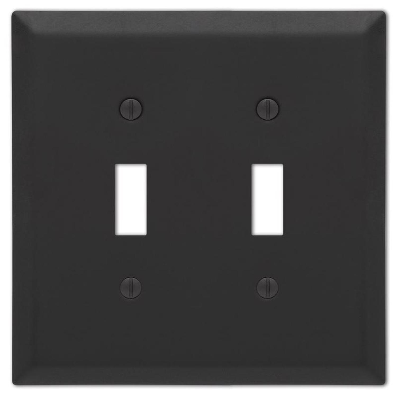 Amerelle Century Matte Black 2 gang Stamped Steel Toggle Wall Plate 1 pk
