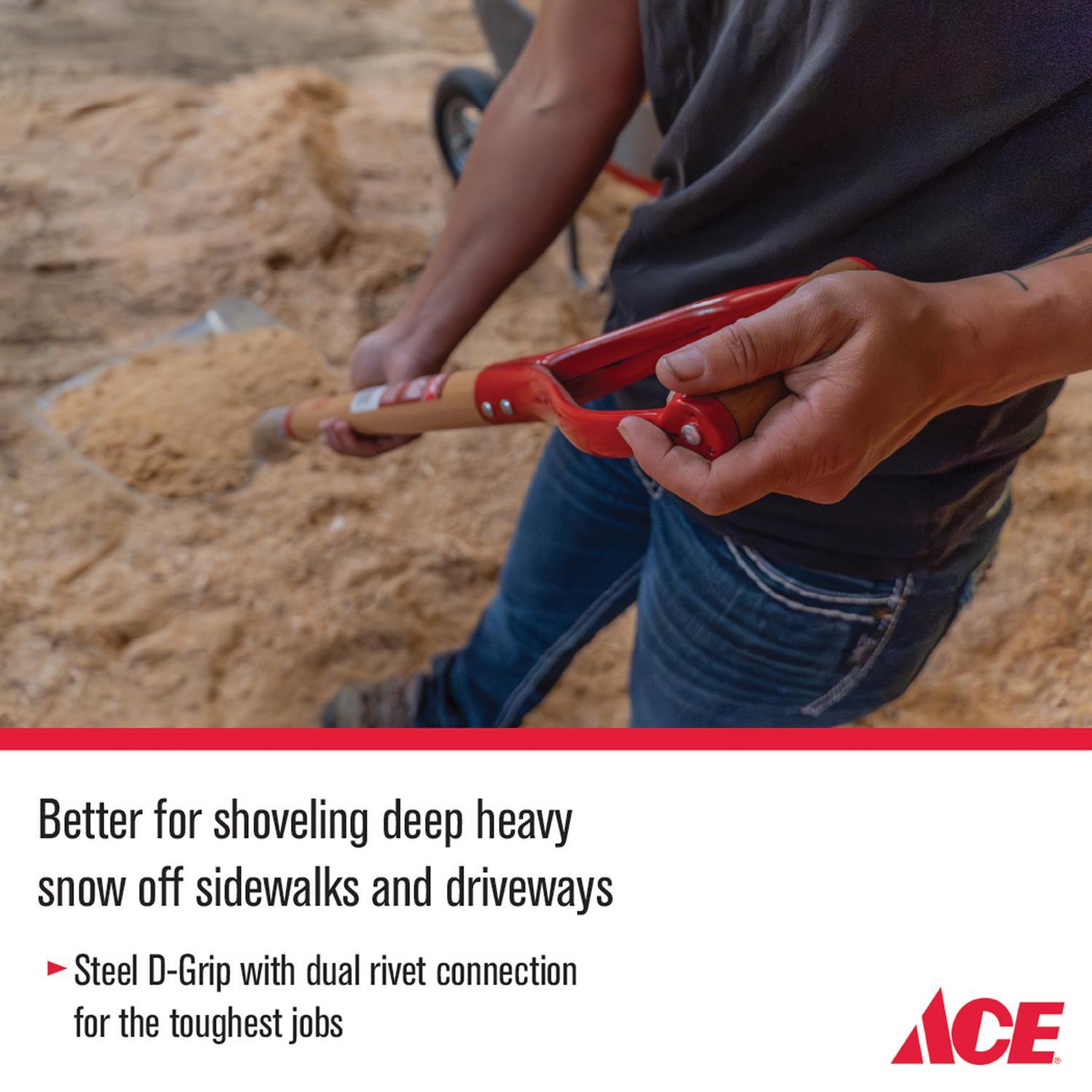 Ace 45 in. Aluminum Scoop General Purpose Shovel Wood Handle