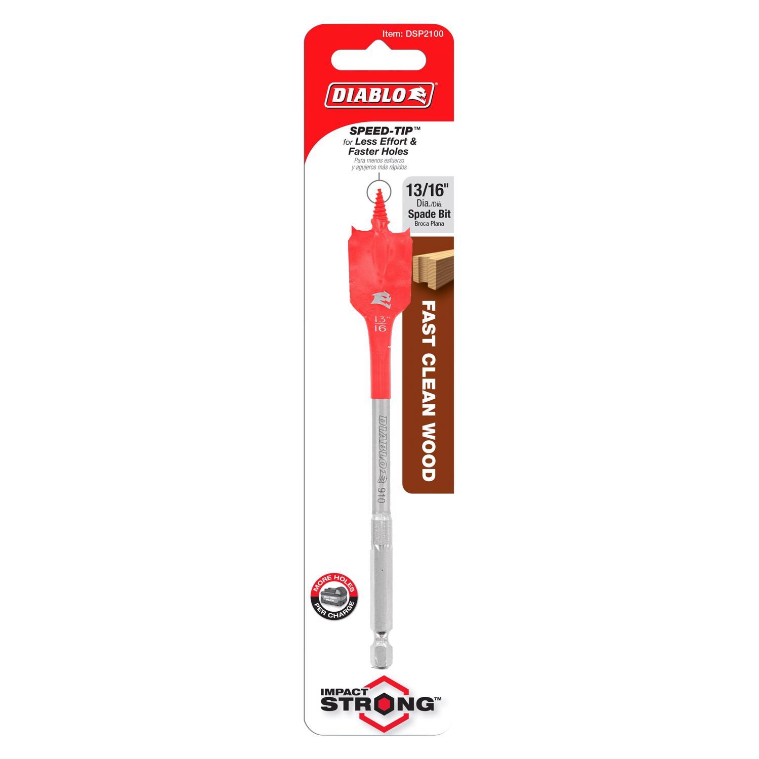 Diablo 13/16 in. X 6 in. L High Speed Steel Clean Wood Spade Bit Hex Shank 1 pk