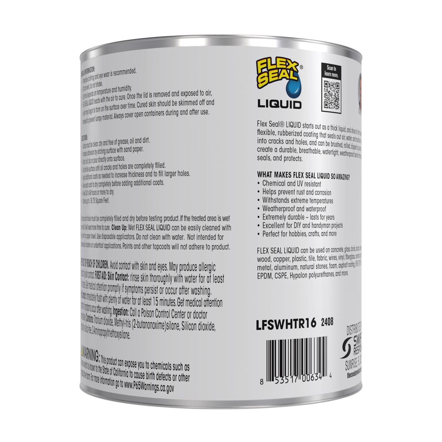 Flex Seal Family of Products Flex Seal White Liquid Rubber Sealant Coating 16 oz