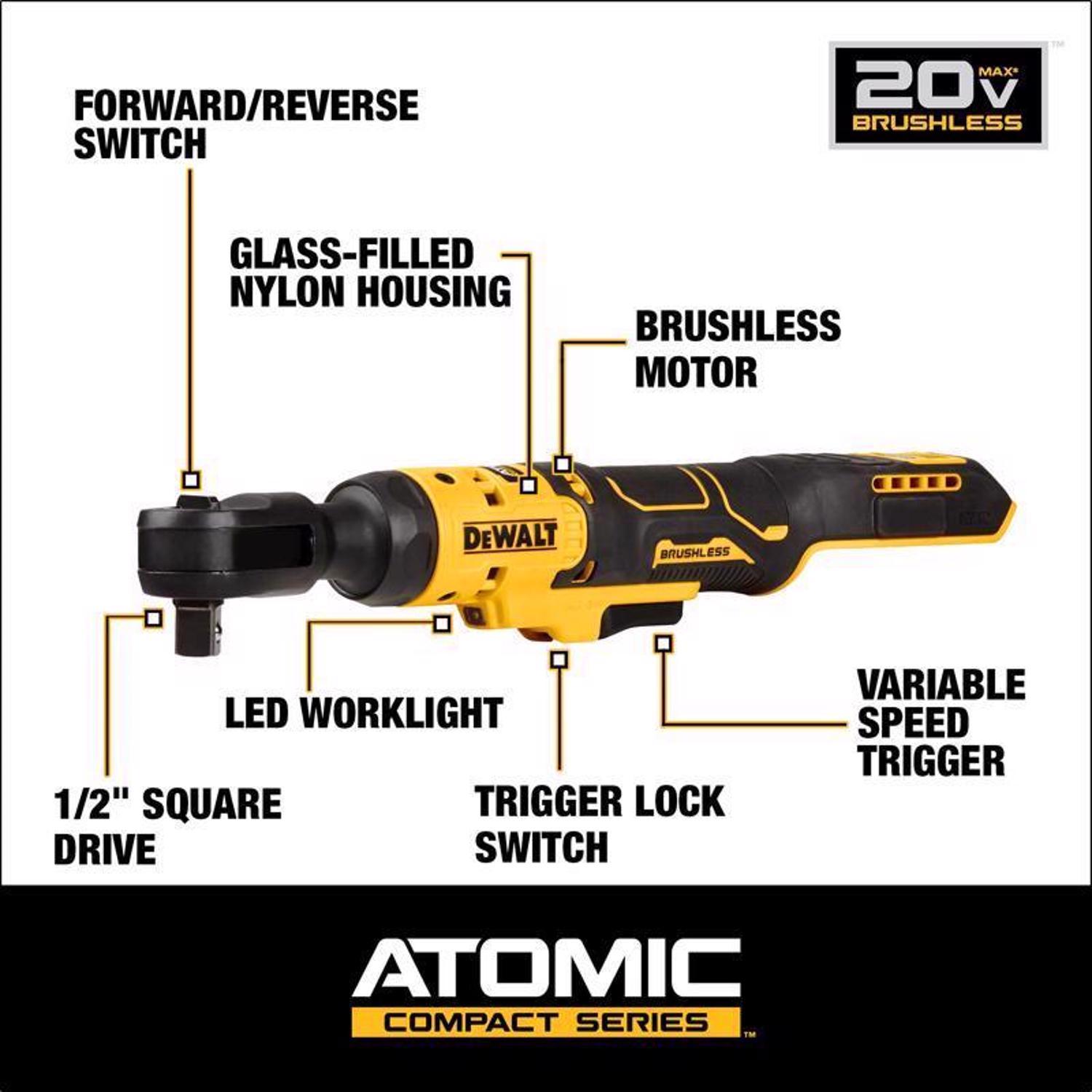 DeWalt 20V MAX Atomic 1/2 in. Brushless Cordless Ratchet Tool Only