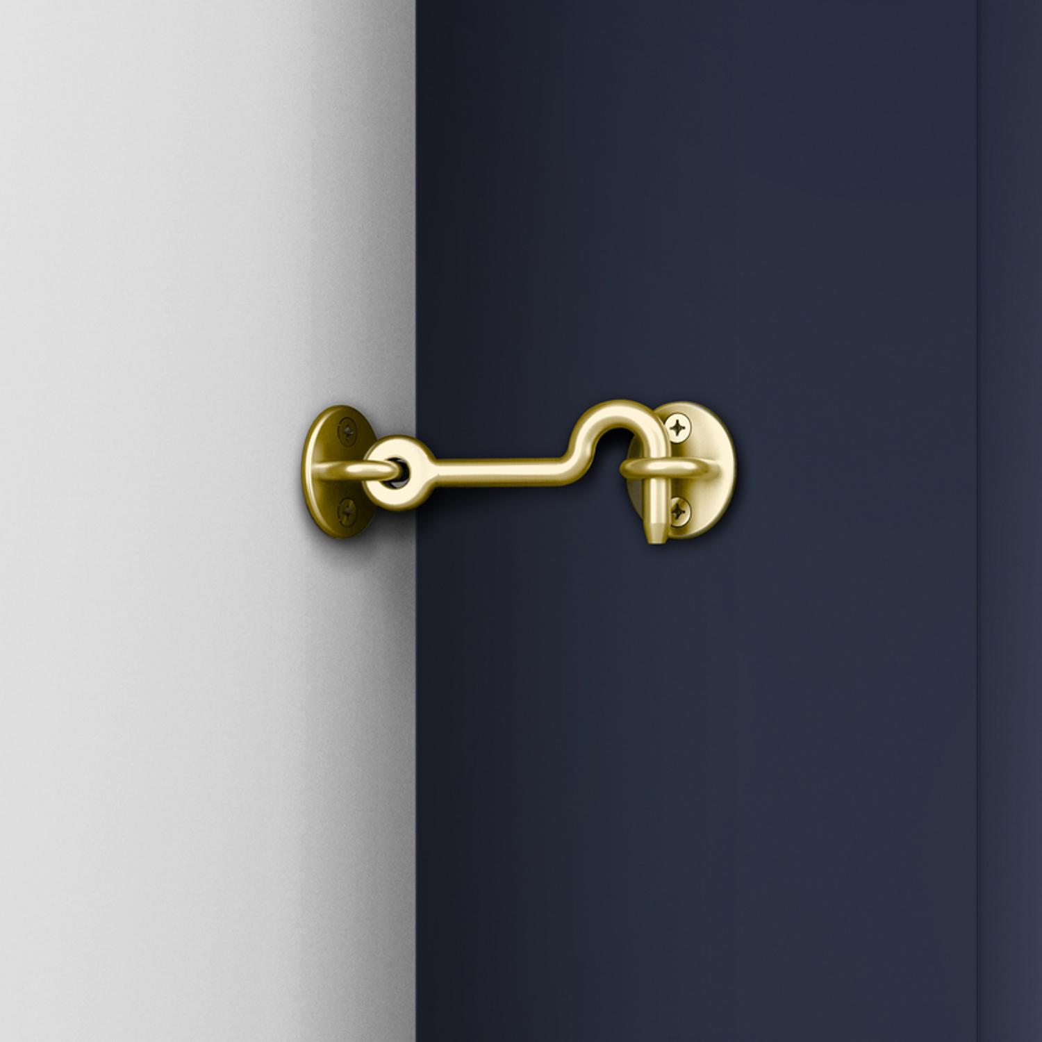 National Hardware 4 in. L Brushed Gold Steel Hook and Eye Closure 1 pc