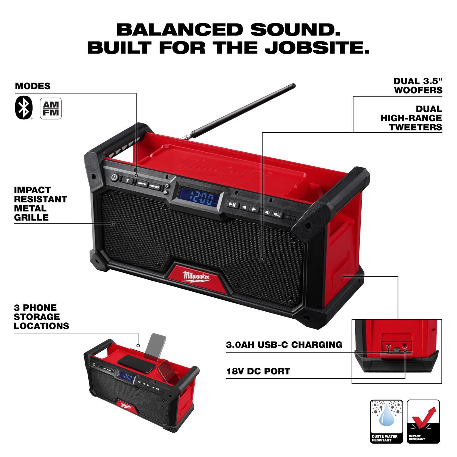 Milwaukee M18 Wireless Bluetooth Weather Resistant Jobsite Radio