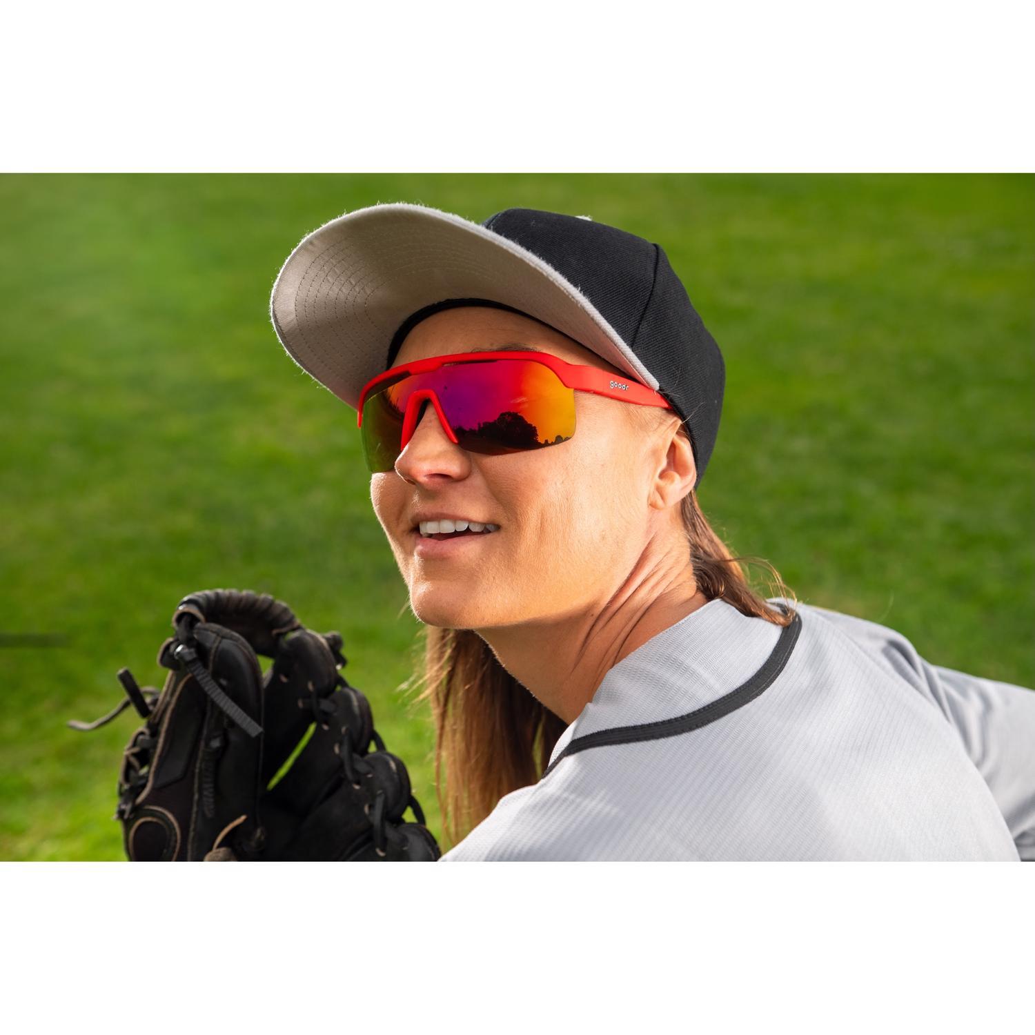 goodr Bolt G - Dante's Shin Splint Inferno Sunglasses Unisex Red Frame Red Lens Polarized