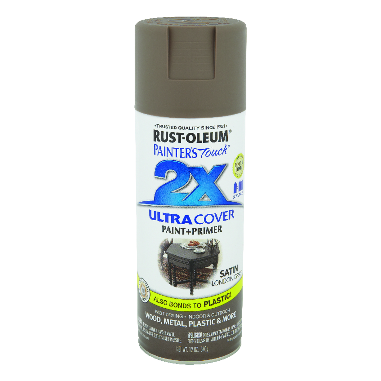 Rust-Oleum Painter's Touch 2X Ultra Cover Satin London Gray Paint+Primer Spray Paint 12 oz