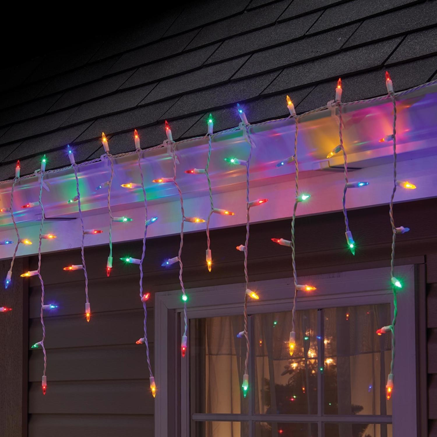 Celebrations Gold LED Mini Multicolored 100 ct Icicle Christmas Lights 6 ft.