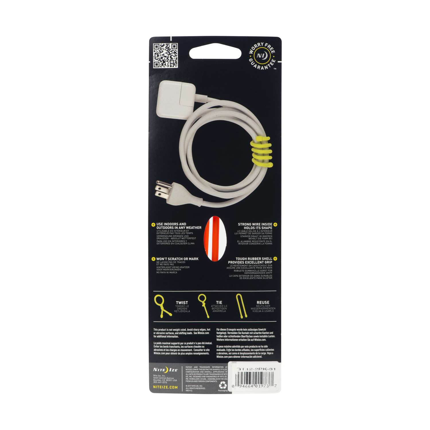 Nite Ize Gear Tie 12 in. L Orange Twist Ties 2 pk