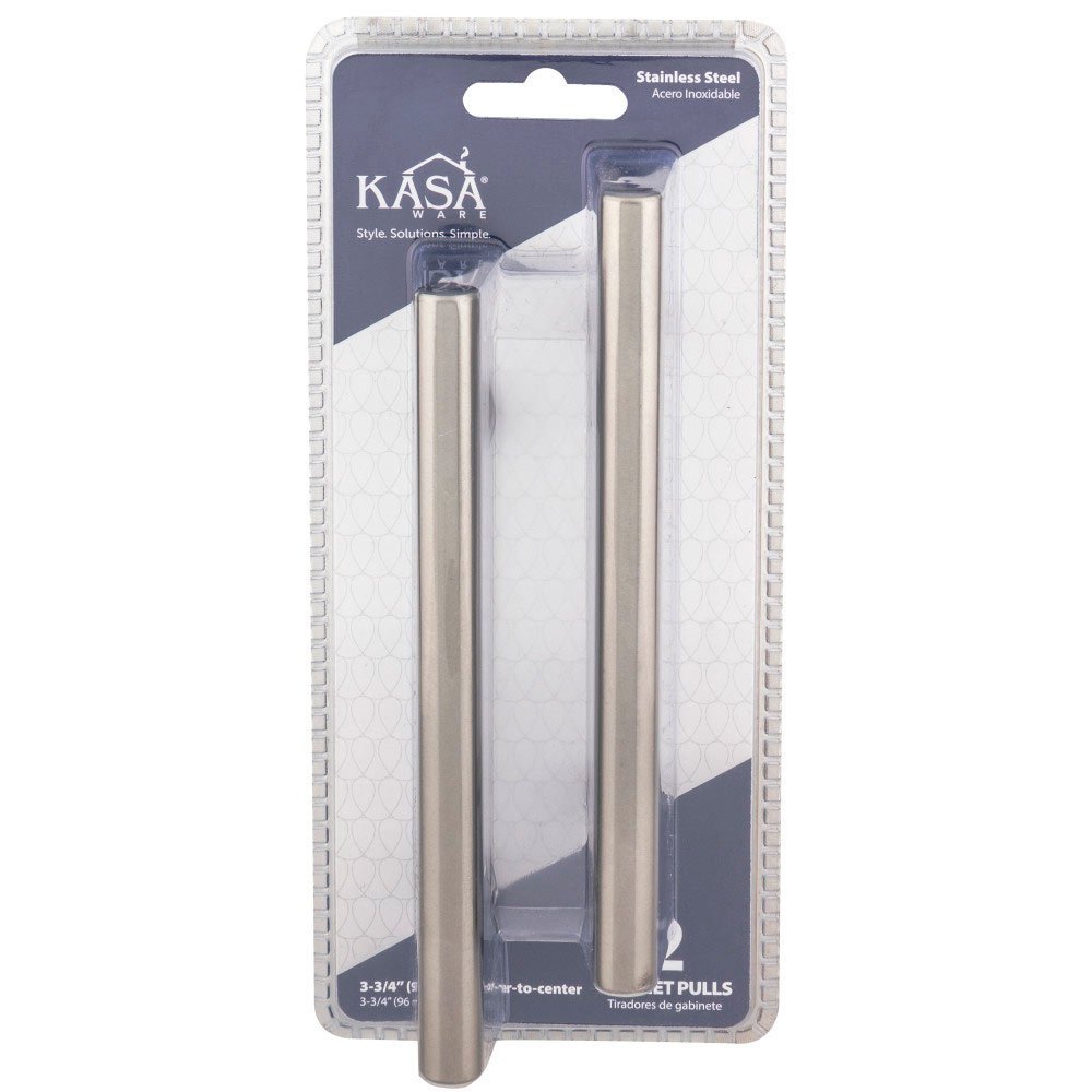 KasaWare 3 3/4 in. Centers European Bar Pull in Stainless Steel (2pc Pack) 
