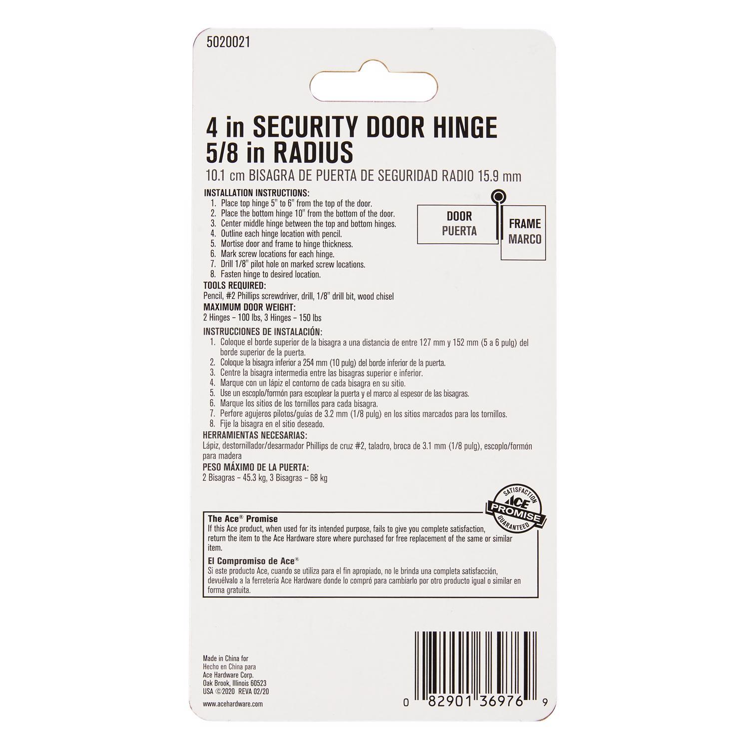 Ace 4 in. L Satin Nickel Residential Door Hinge 1 pk
