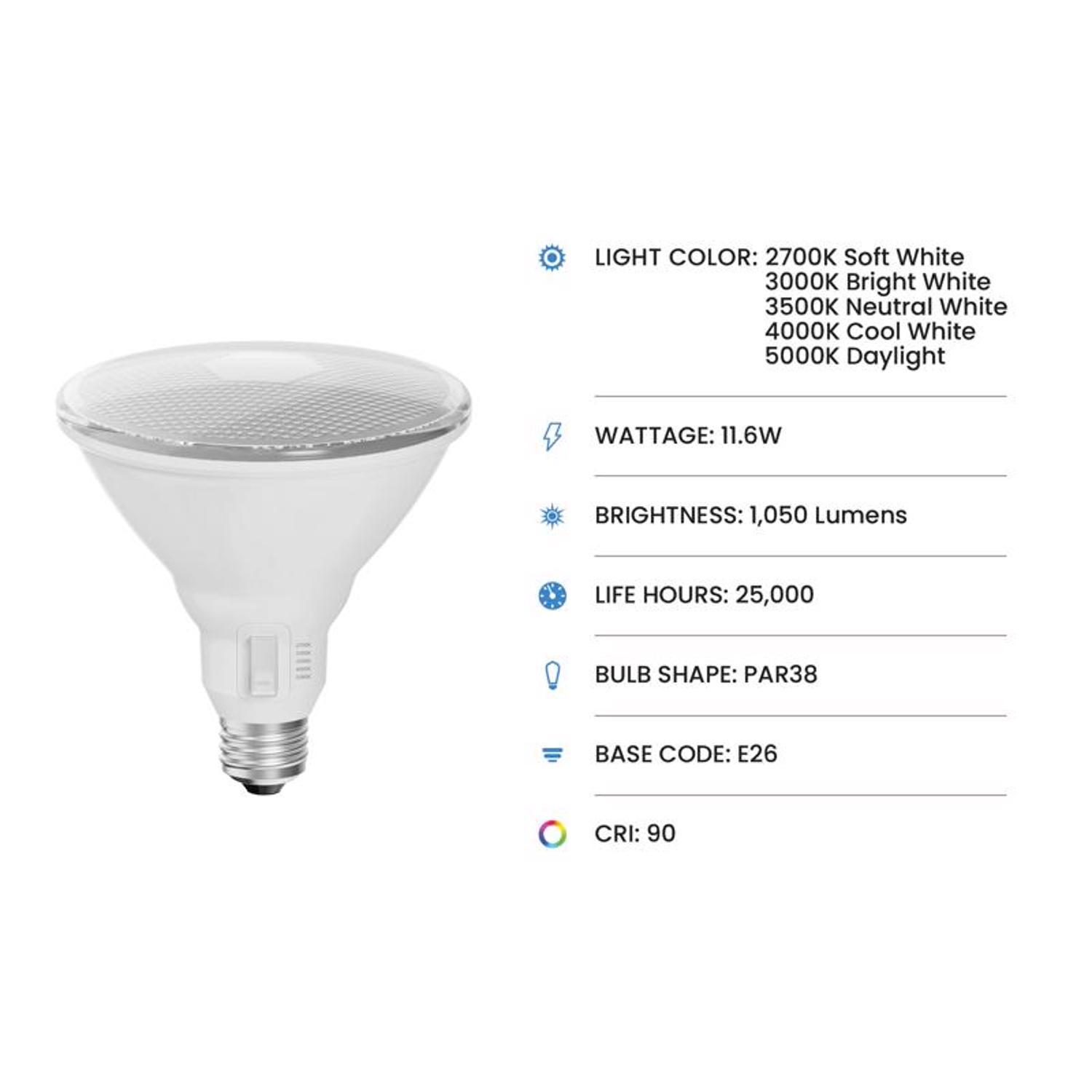 Feit PAR38 E26 (Medium) LED Dusk to Dawn Bulb Color Changing 100 Watt Equivalence 1 pk