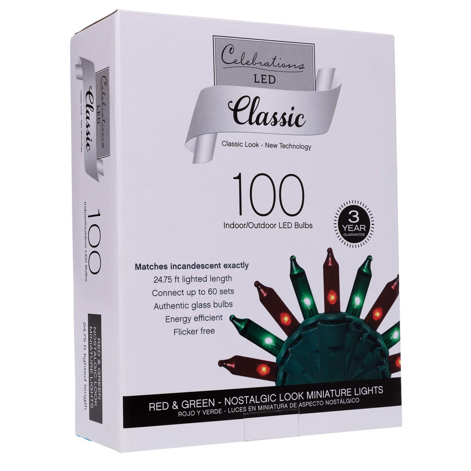 Celebrations Classic LED T5 Green/Red 100 ct String Christmas Lights 24.75 ft.