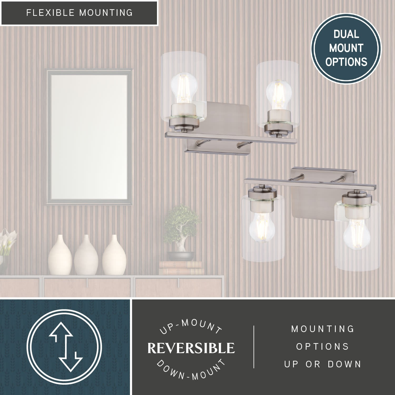 Vaxcel Lighting W0526 Park Ridge 2 Light 13 in.W Vanity Light - Nickel