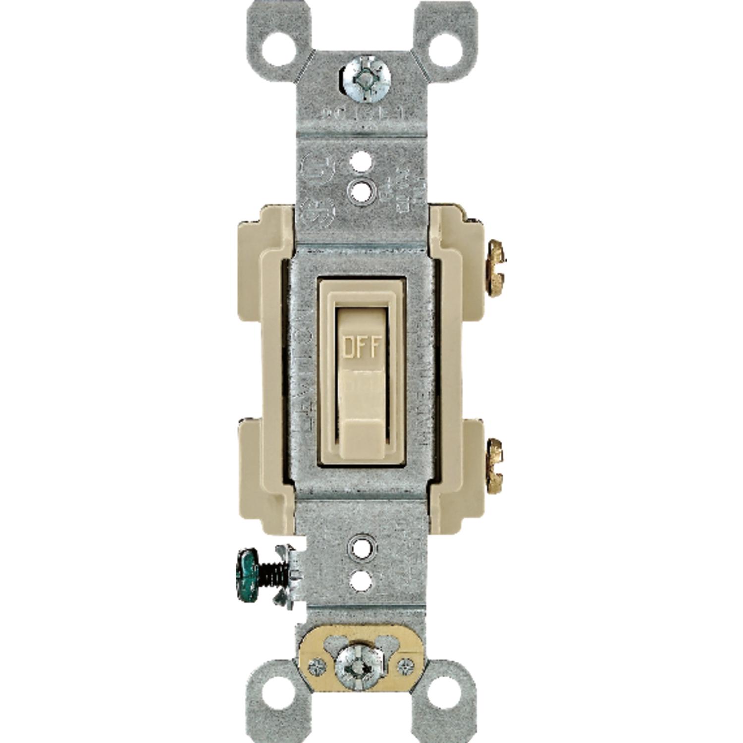 Leviton 15 amps Single Pole Toggle AC Quiet Switch Ivory 1 pk