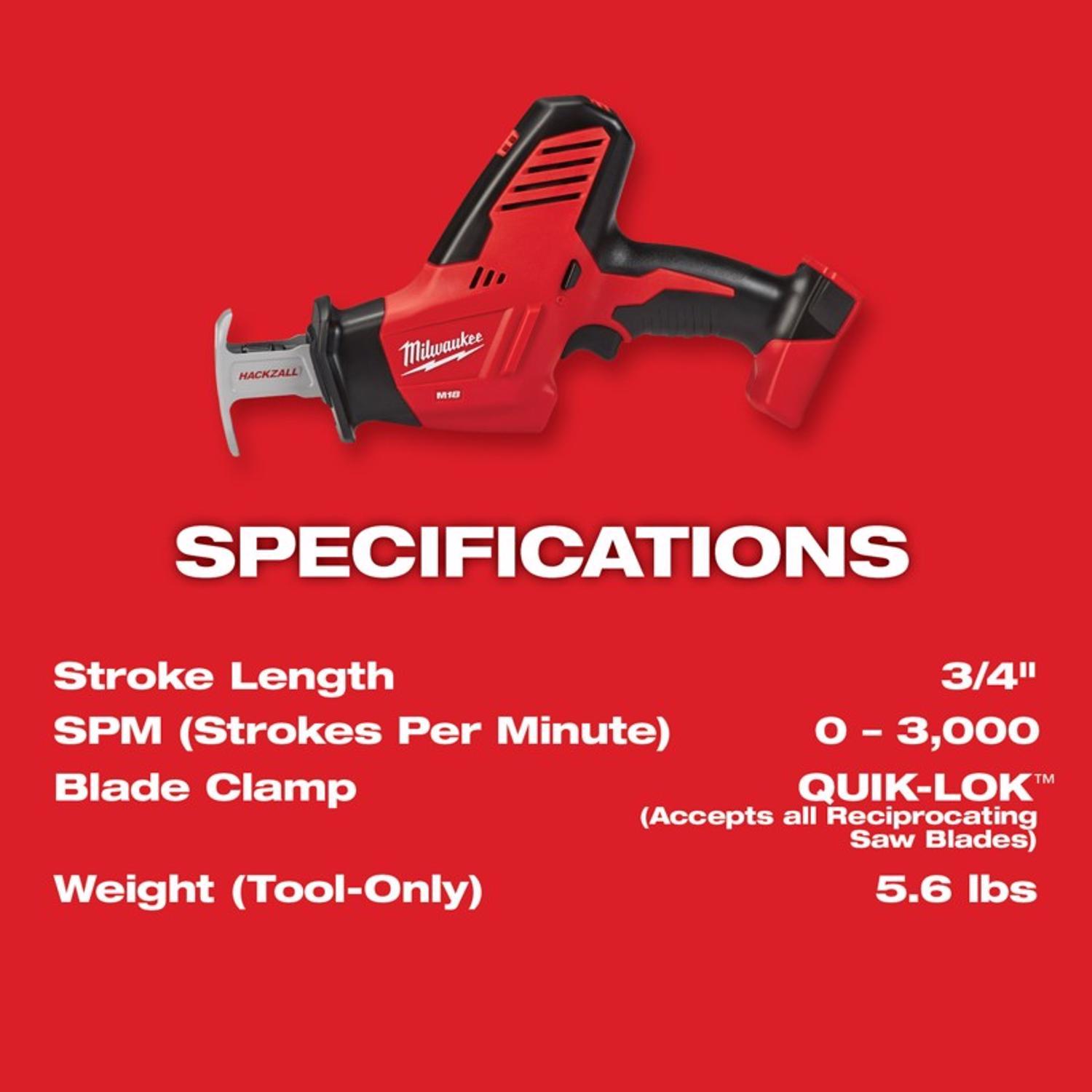 Milwaukee M18 Hackzall Cordless Brushed One Handed Reciprocating Saw Tool Only Stine Home Yard The Family You Can Build Around