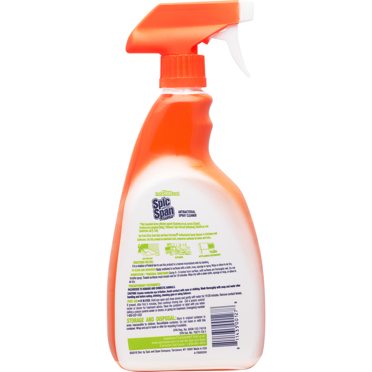 Spic and Span Everyday Fresh Citrus Scent Antibacterial Cleaner Liquid 32 oz