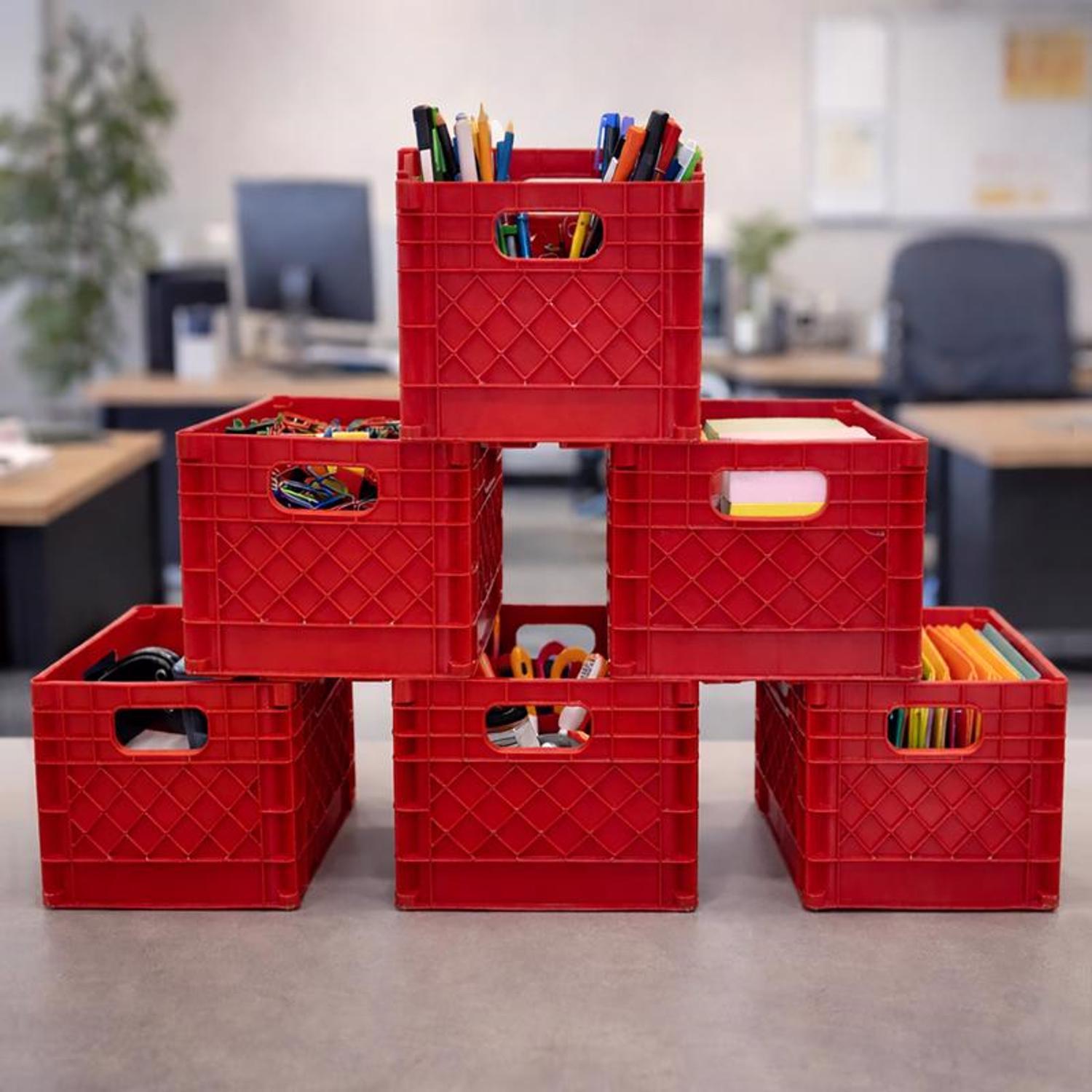 Organize-it Red Miniature Storage Bin 5.5 in. H X 6.5 in. W X 6.5 in. D Stackable