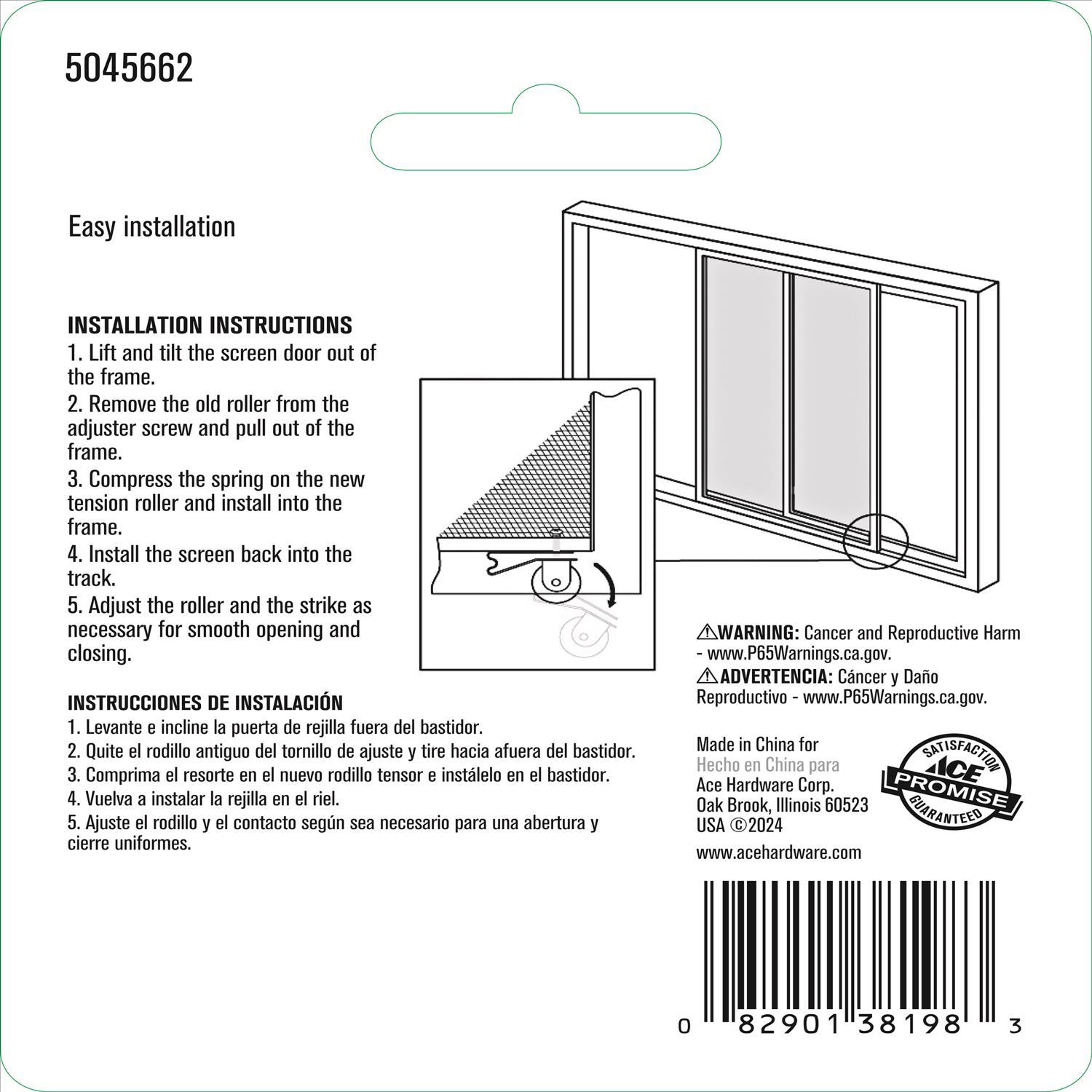 Ace White Steel Screen Door Roller Assembly 2 pk