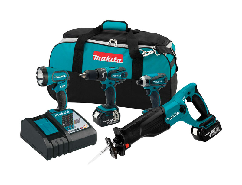 Makita LXT 4 pc. Cordless Combo Kit Lithium-Ion 18 volts 2 300 rpm