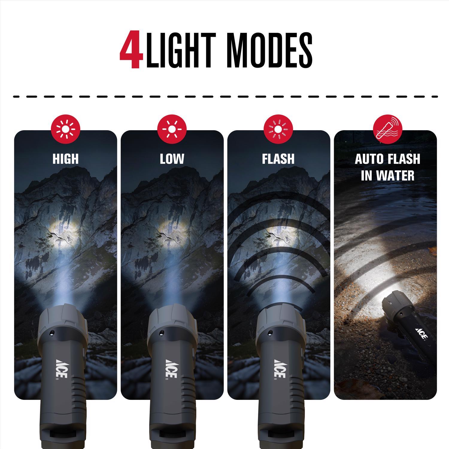 Ace 500 lm Black LED Flashlight AAA Battery