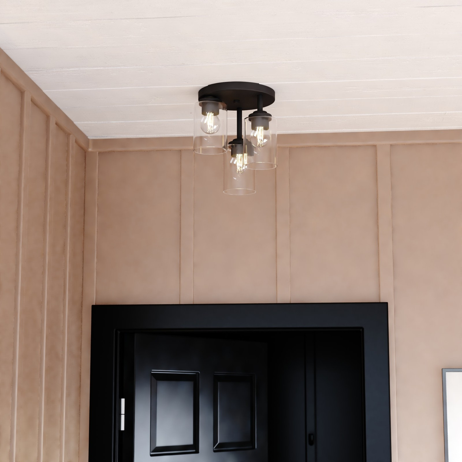 Vaxcel Lighting C0326 Park Ridge 3 Light 11 in.W Semi-Flush Ceiling - Black