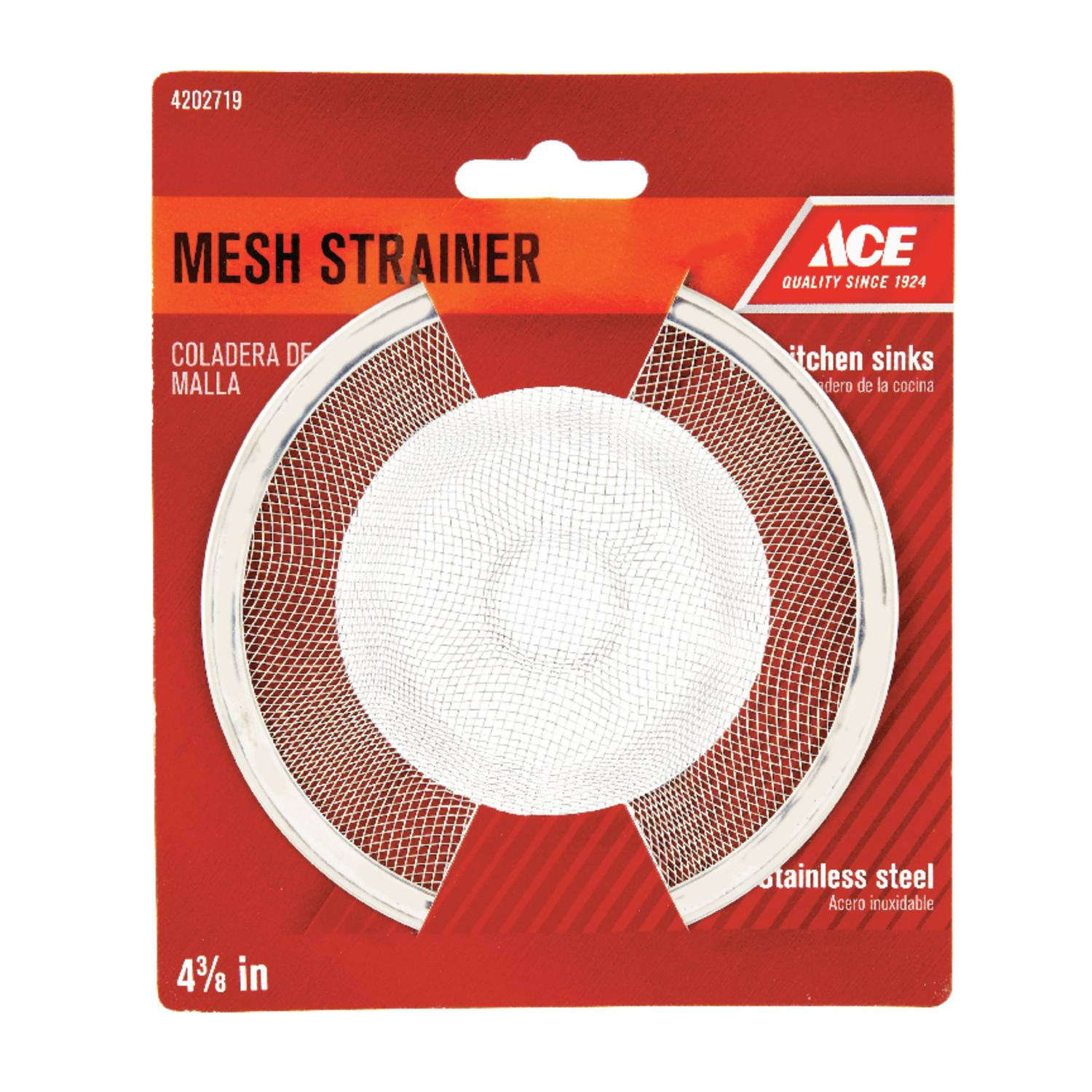 Ace 4-3/8 in. D Chrome White Stainless Steel Mesh Strainer