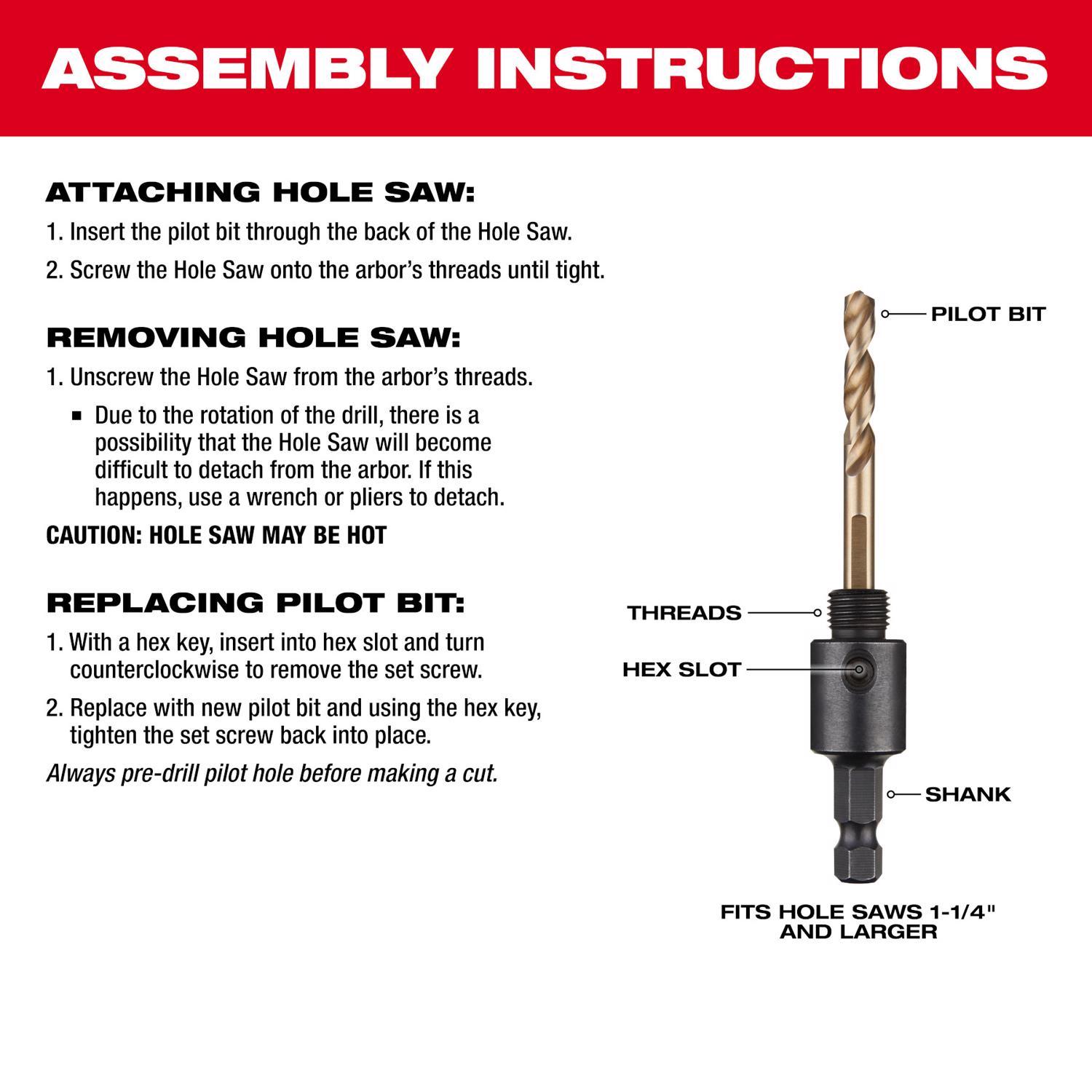 Milwaukee Hole Dozer 1-3/8 in. Bi-Metal 3.5 in. L X 3/8 in. D Hole Saw with Arbor and Pilot Bit Arbo