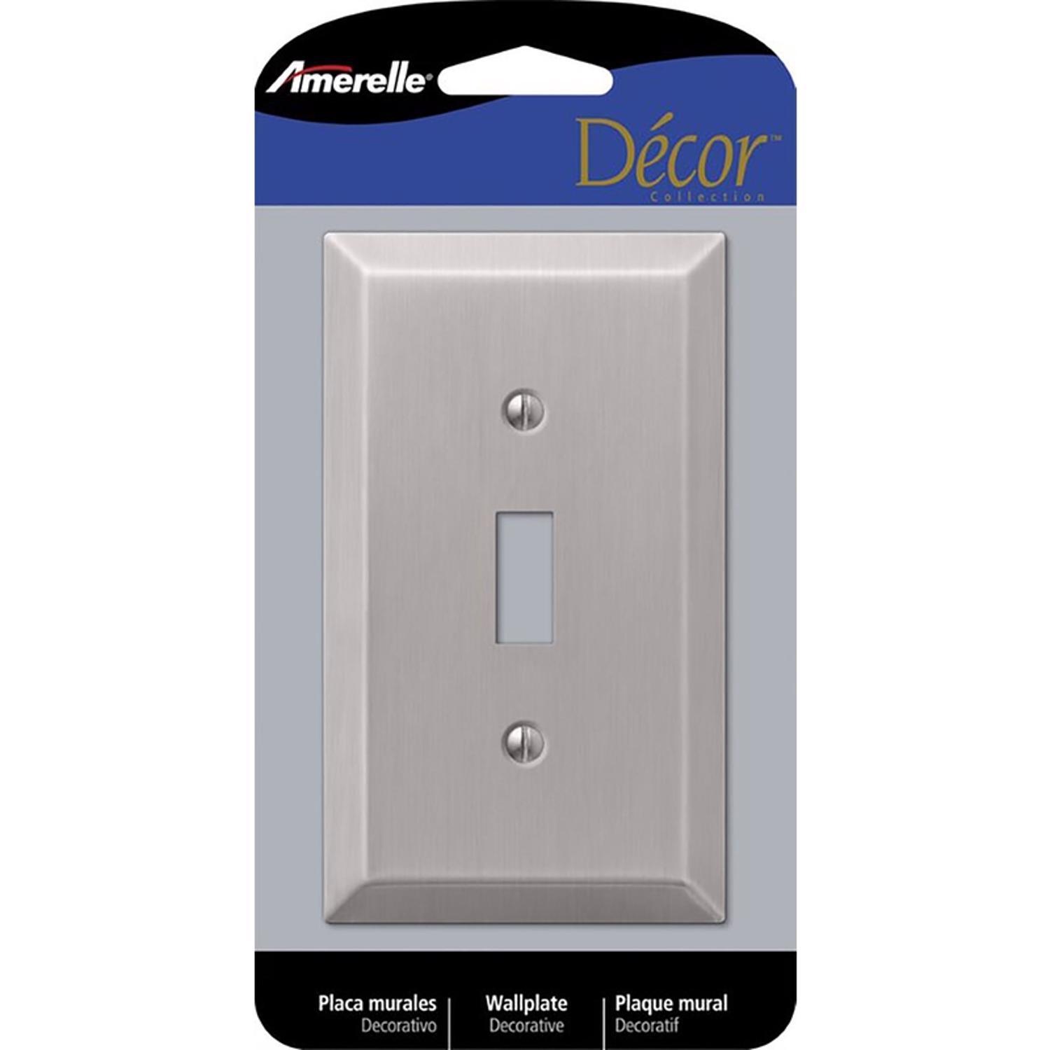 Amerelle Century Brushed Nickel 1 gang Stamped Steel Toggle Wall Plate 1 Pack
