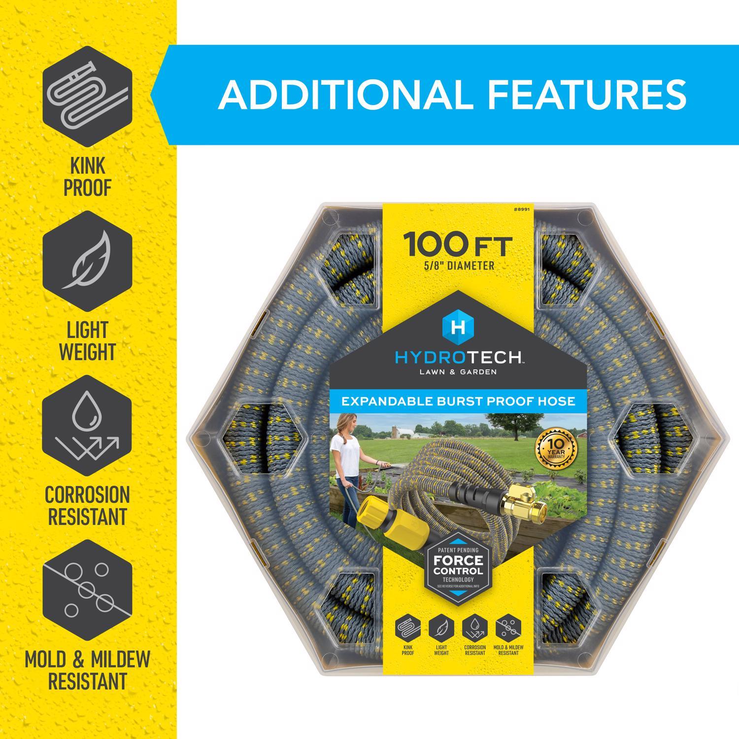 Hydrotech 5/8 in. D X 100 ft. L Medium Duty Professional Grade Expandable Lightweight Garden Hose