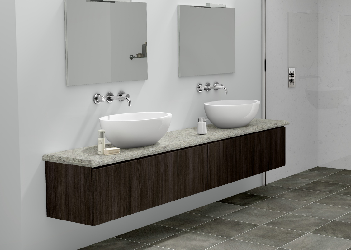 Hartson-Kennedy Vanity Top 6 ft. White Juparana E-Top 2000