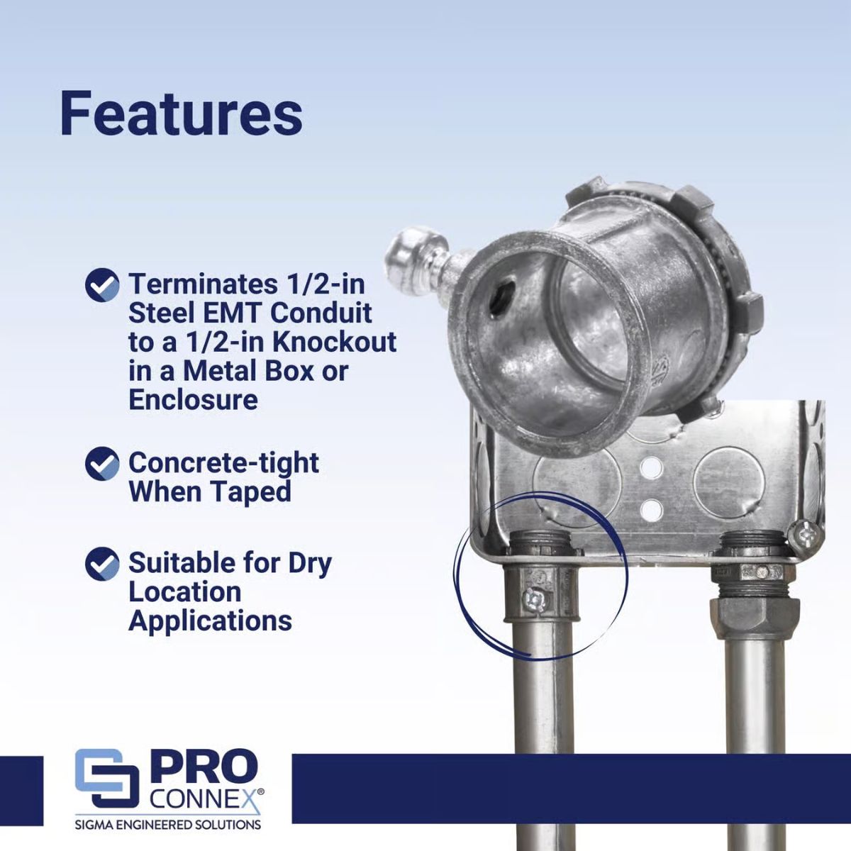 Sigma Engineered Solutions ProConnex 1/2 in. D Die-Cast Zinc Set Screw Connector For EMT 50 pk