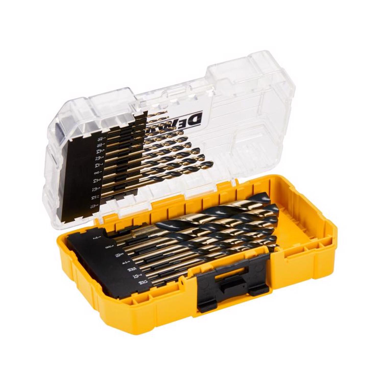 DeWalt BLACK & GOLD High Speed Steel Pilot Point Drill Bit Set Straight Shank 20 pc