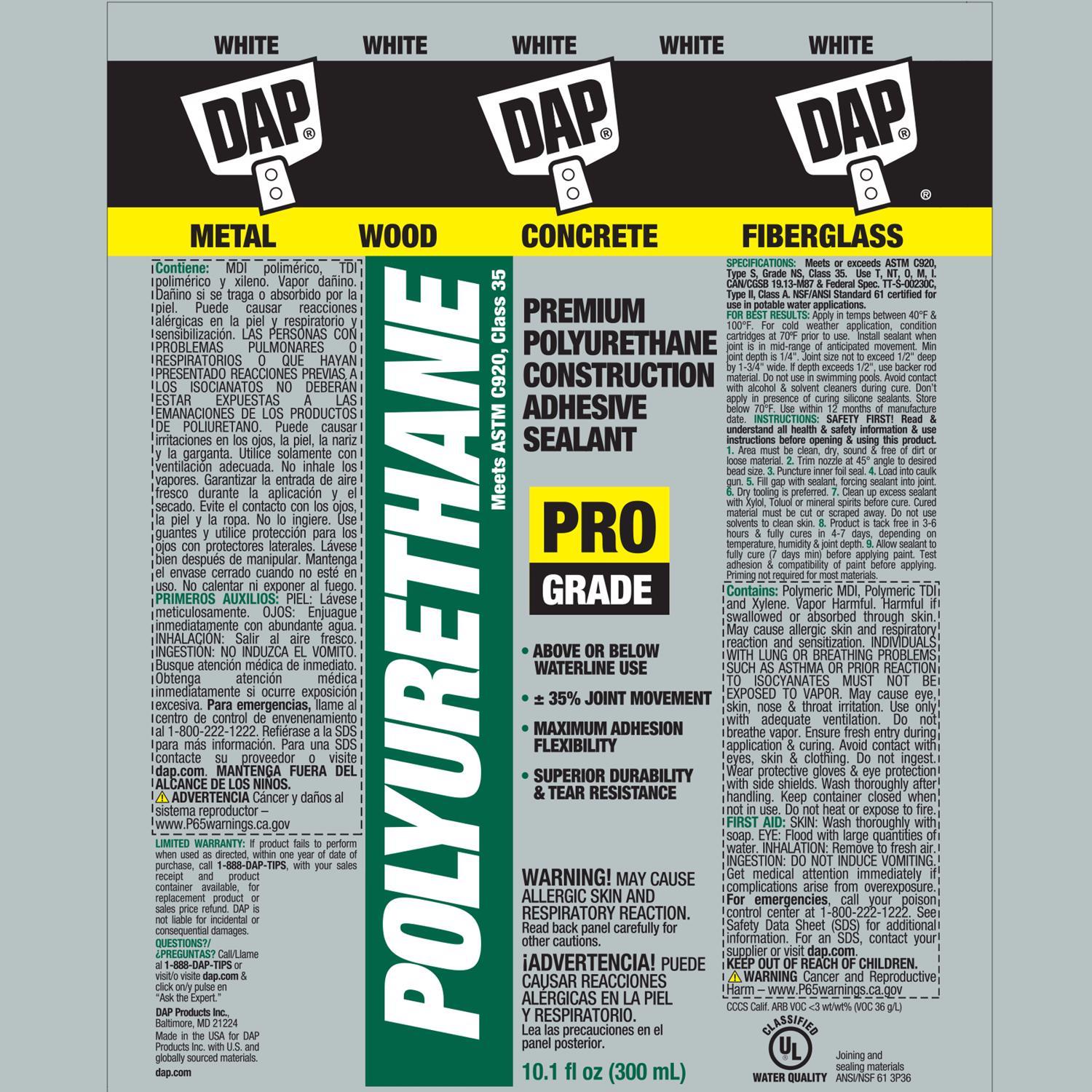 DAP Super Strength Polyurethane White Sealant 10.1 oz