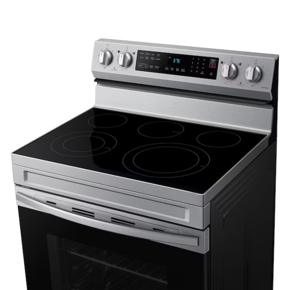 Samsung 30-in Glass Top 5 burners 6.3-cu ft Air Fry Convection Oven Freestanding Electric Range