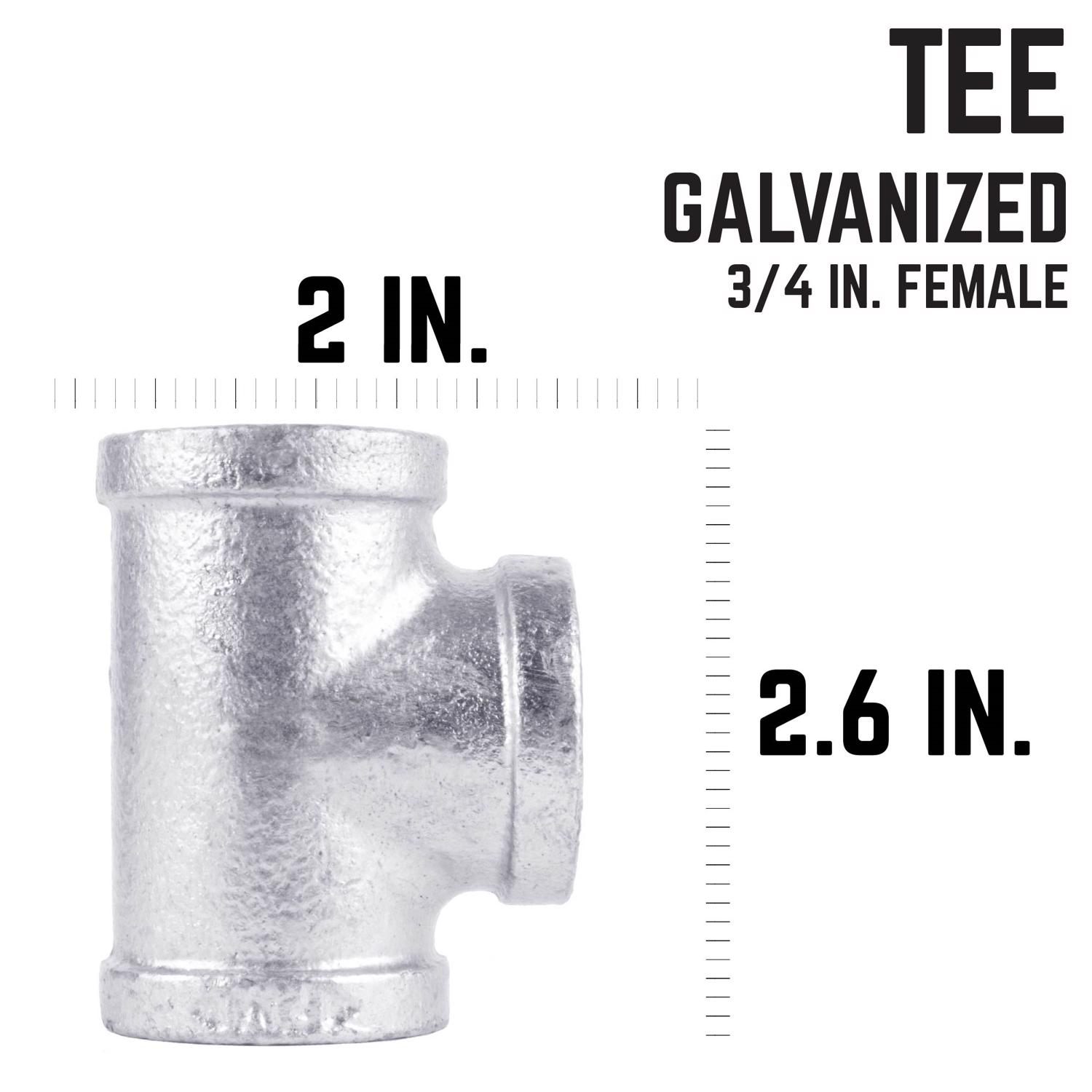 STZ Industries 1 in. FIP each X 1 in. D FIP 1 in. D FIP Galvanized Malleable Iron Tee
