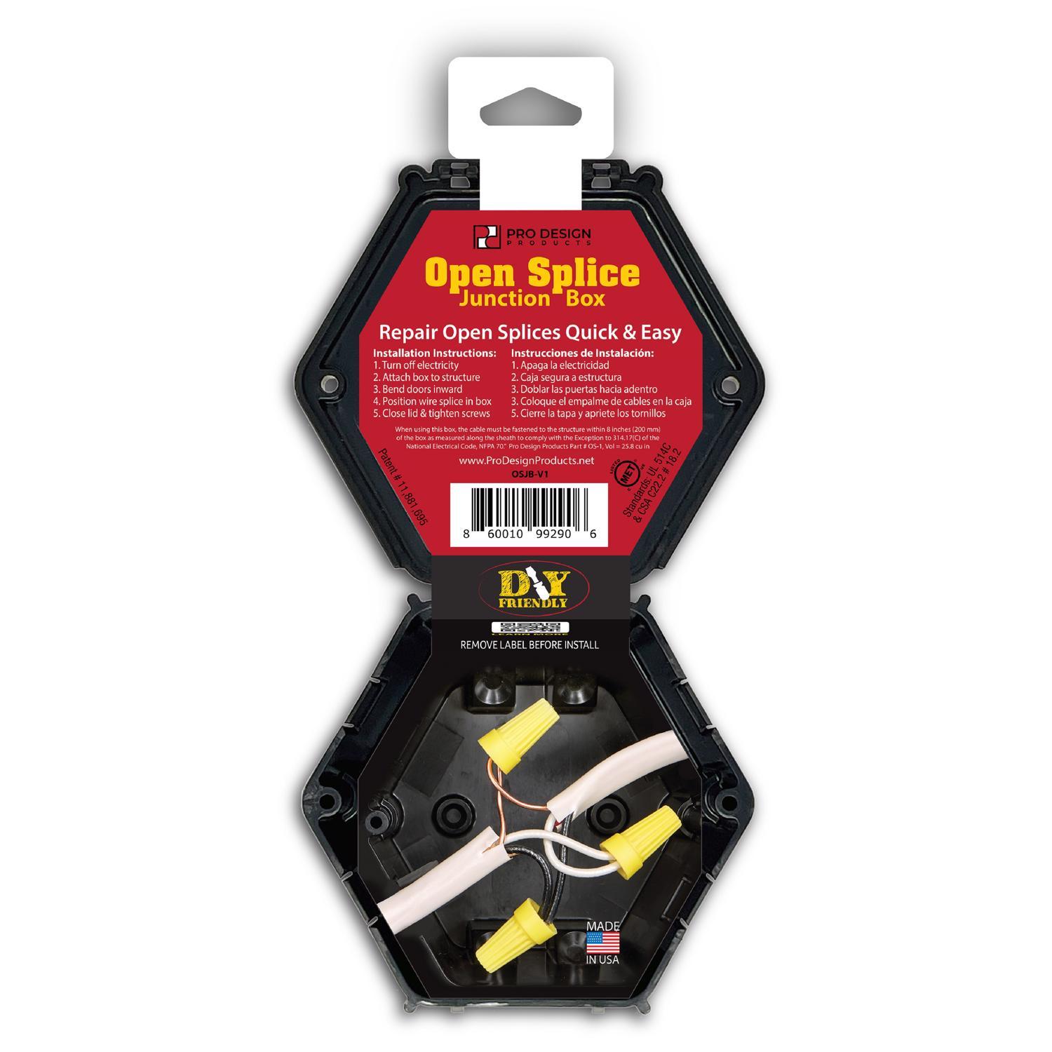 Pro Design Open Splice Old Work 25.8 cu in Octagon Plastic 4 gang Junction Box Black