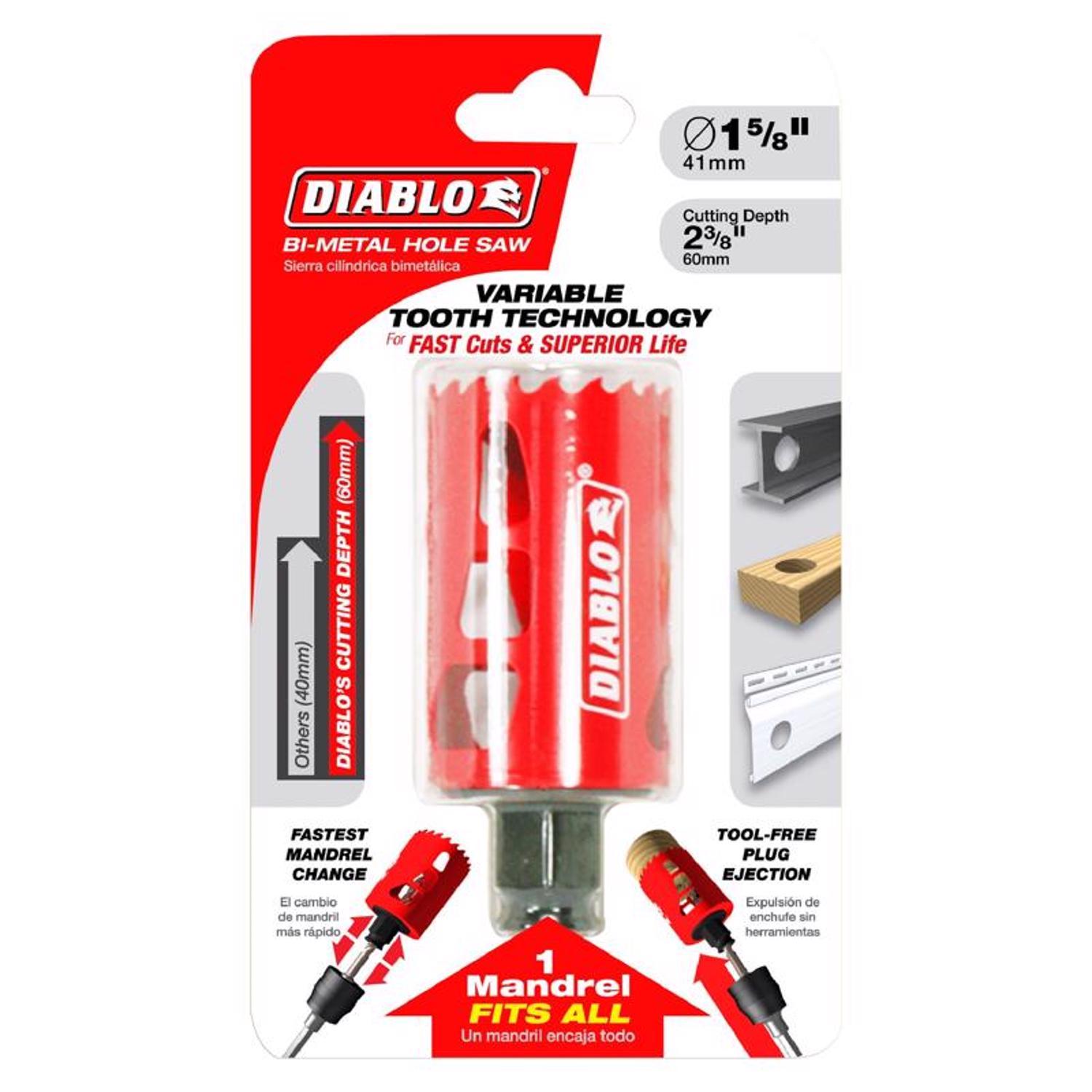 Diablo Snap-Lock Plus 1-5/8 in. Bi-Metal 2-3/8 in. L Hole Saw Arbor Included