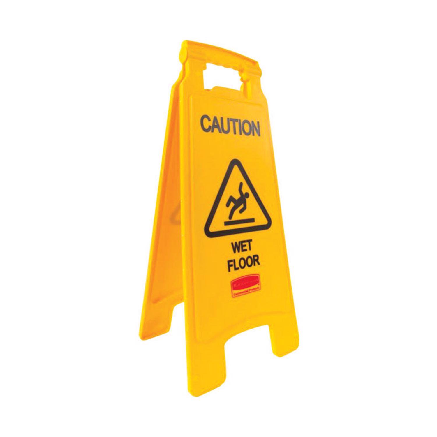 Rubbermaid English Yellow Caution Easel Floor Sign 25 in. H X 11 in. W