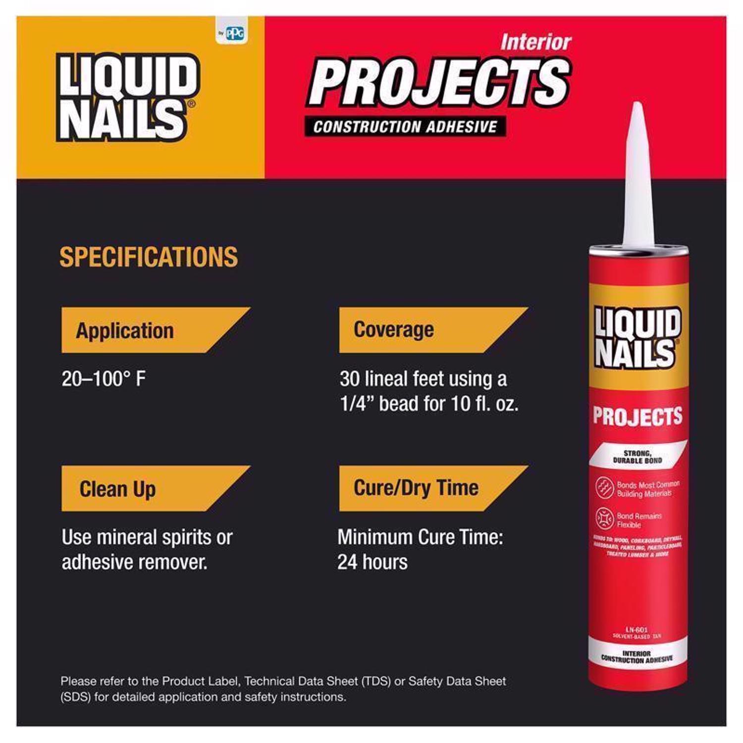 Liquid Nails Interior Projects Synthetic Rubber Construction Adhesive 10 oz