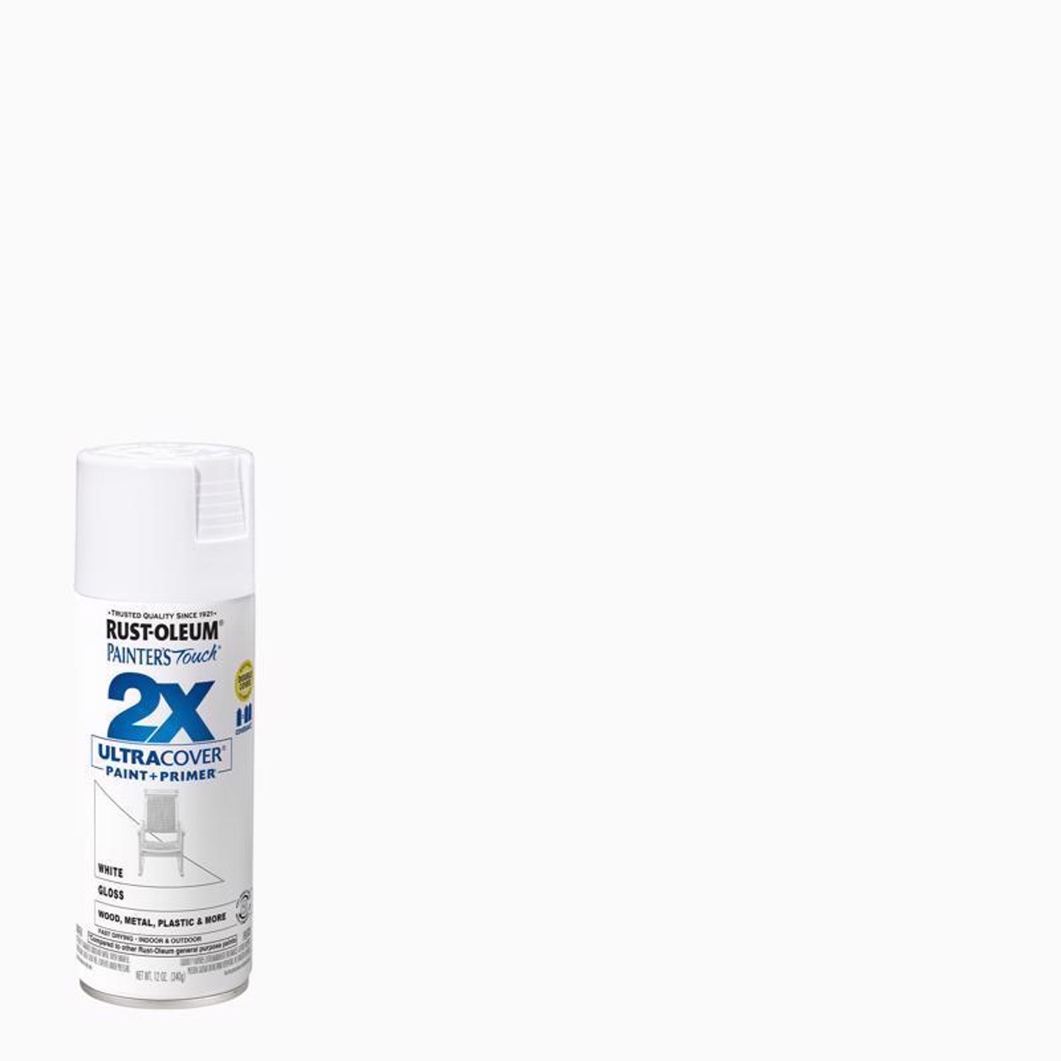 Rust-Oleum Painter's Touch 2X Ultra Cover Gloss White Paint+Primer Spray Paint 12 oz