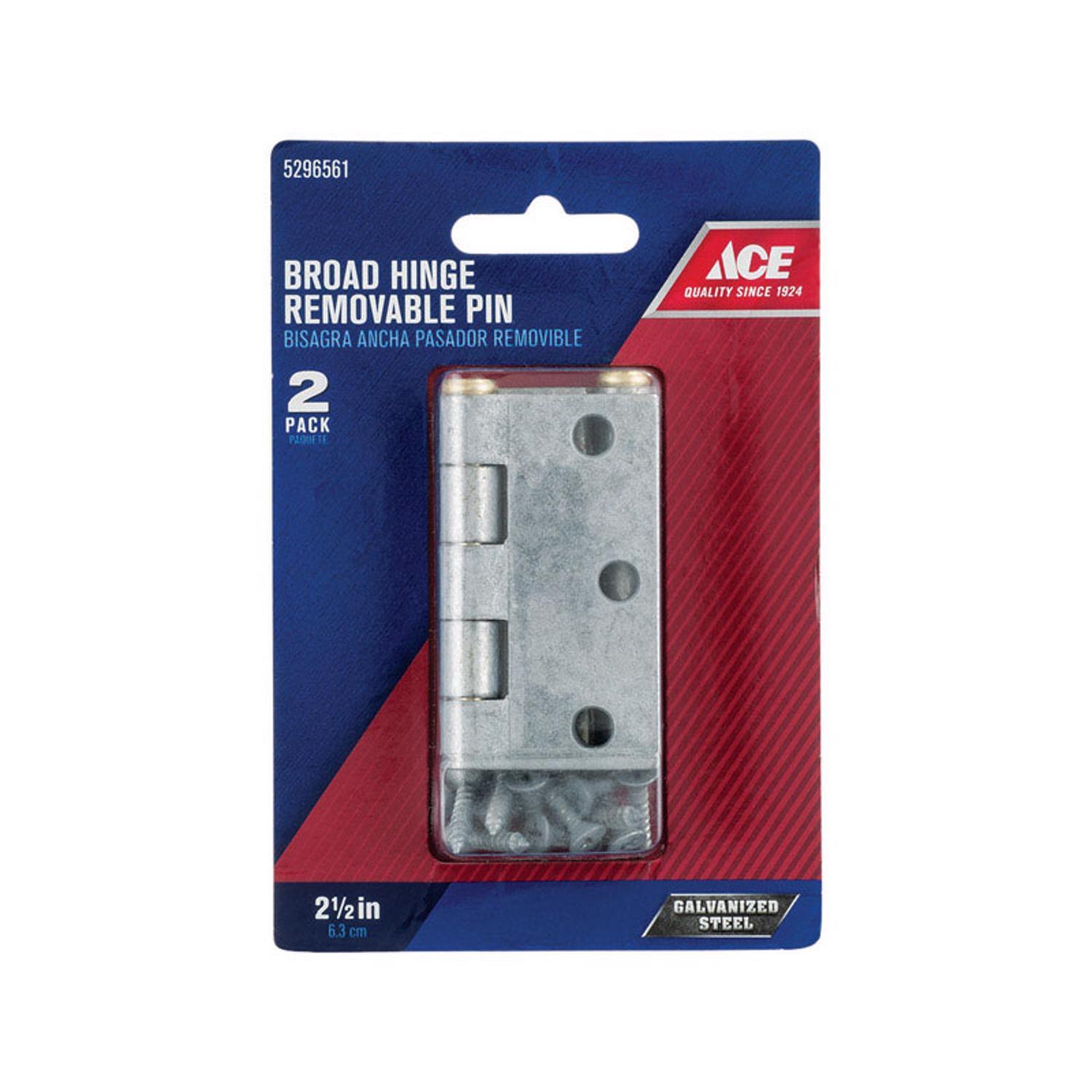 Ace 2-1/2 in. L Galvanized Broad Hinge 2 pk