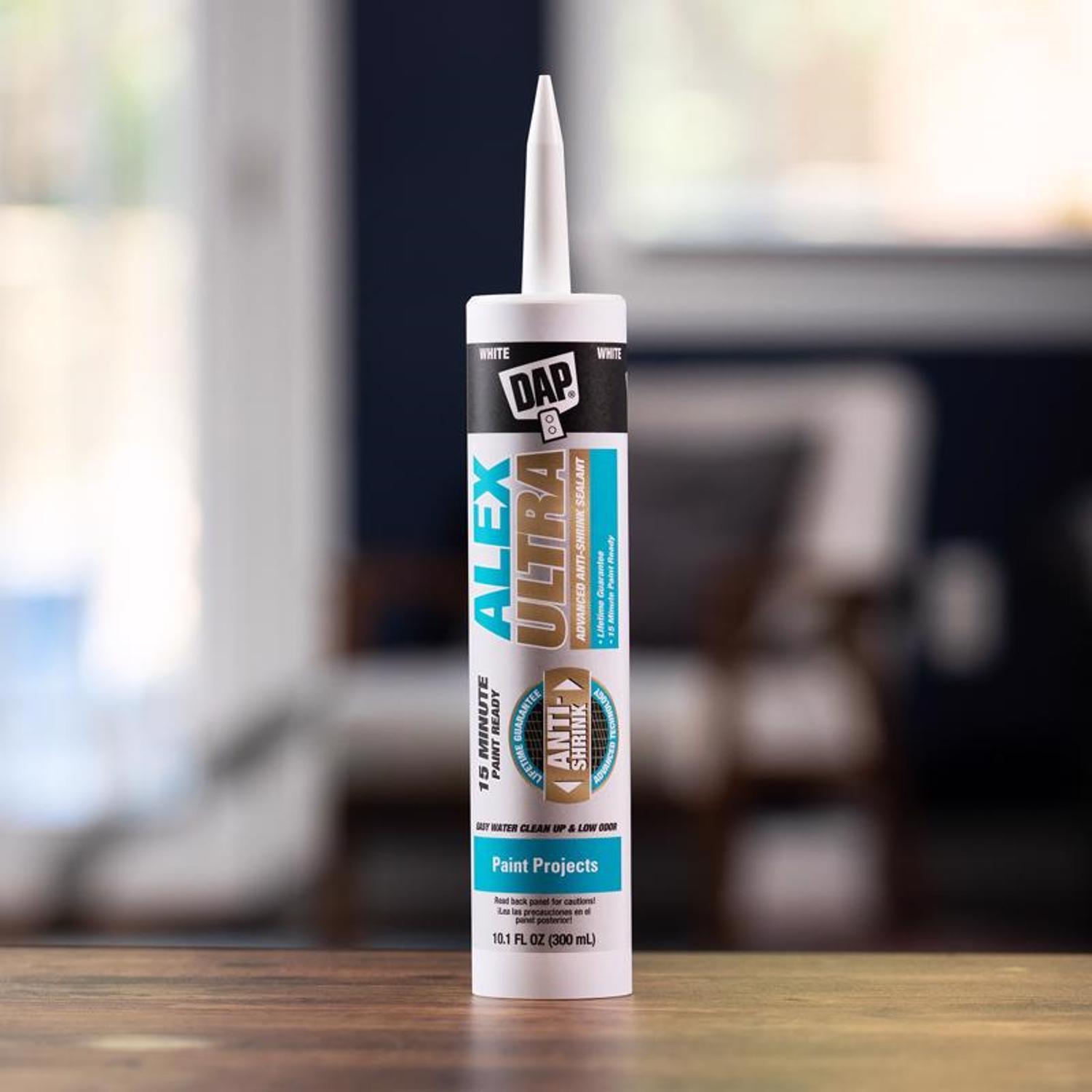 DAP Alex Ultra White Elastomeric Acrylic Latex All Purpose Waterproof Sealant 10.1 oz