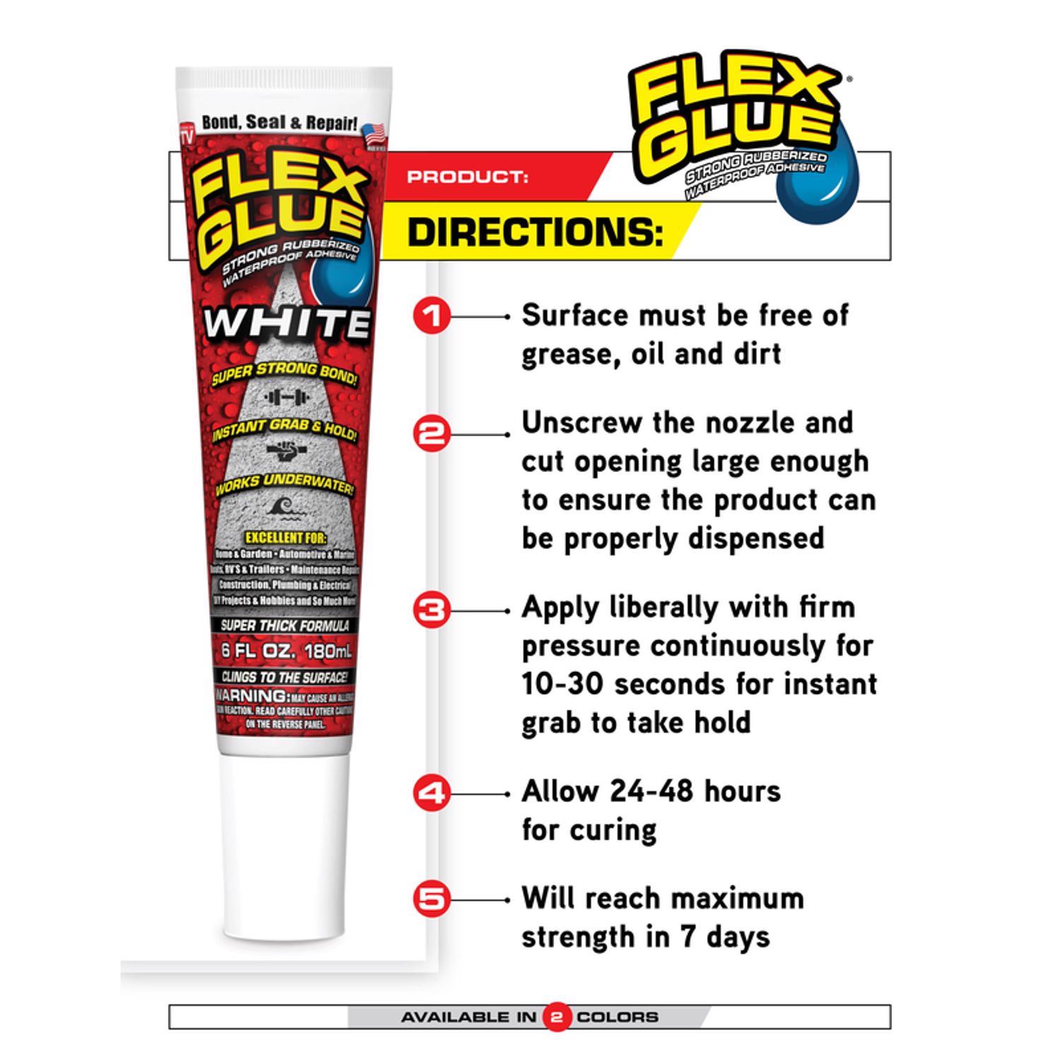 Flex Seal Family of Products FLEX GLUE White Rubberized Waterproof Adhesive 6 oz