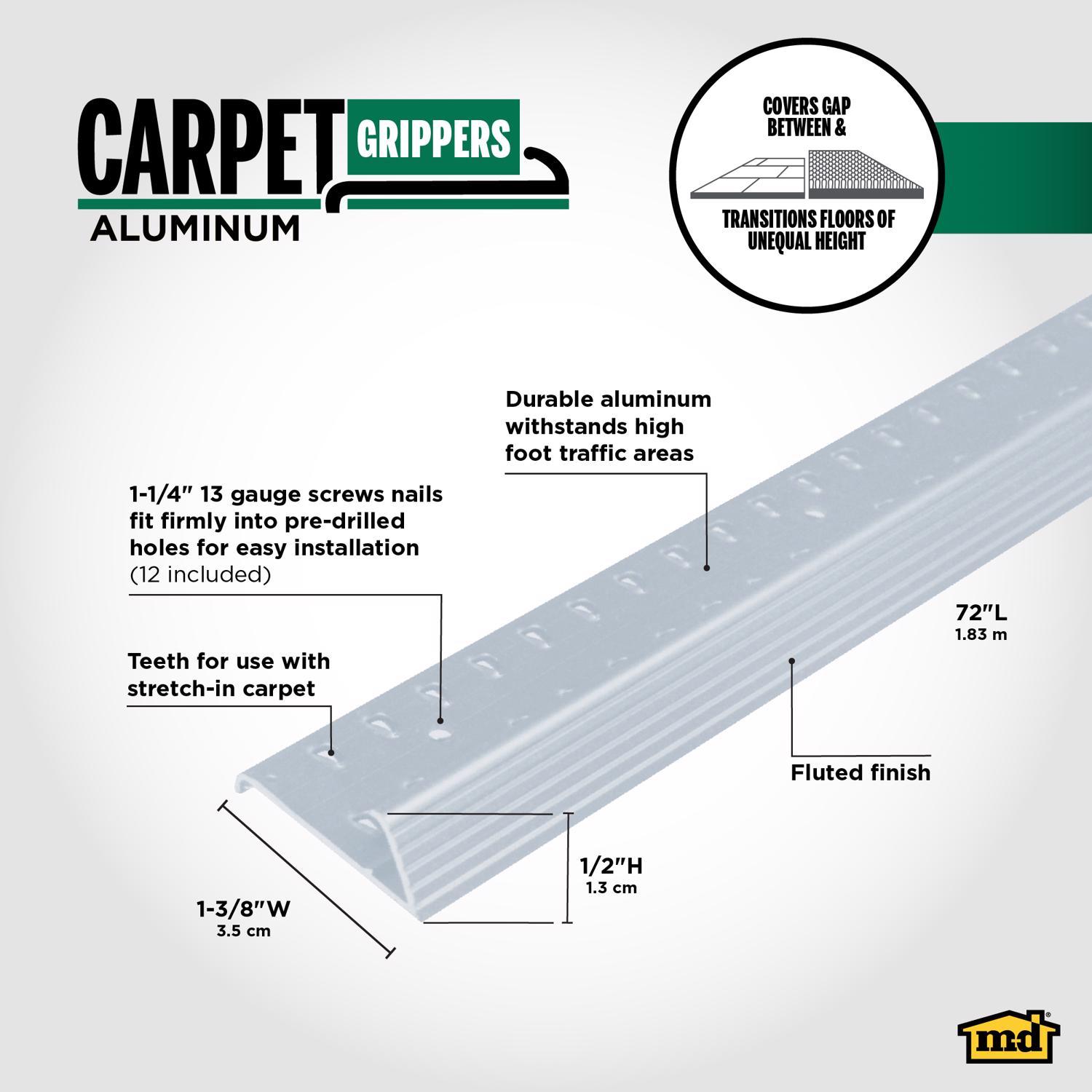 M-D Building Products 0.5 in. H X 1.375 in. W X 72 in. L Prefinished Silver Aluminum Carpet Gripper