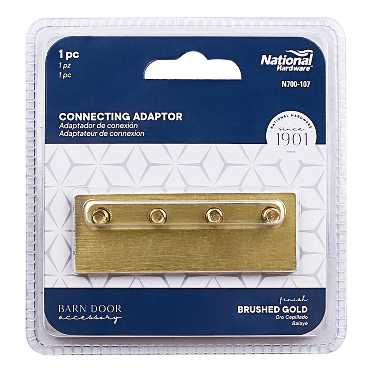 National Hardware 3-1/8 in. L Brushed Gold Steel Sliding Door Hardware Connecting Adapter 1 pk